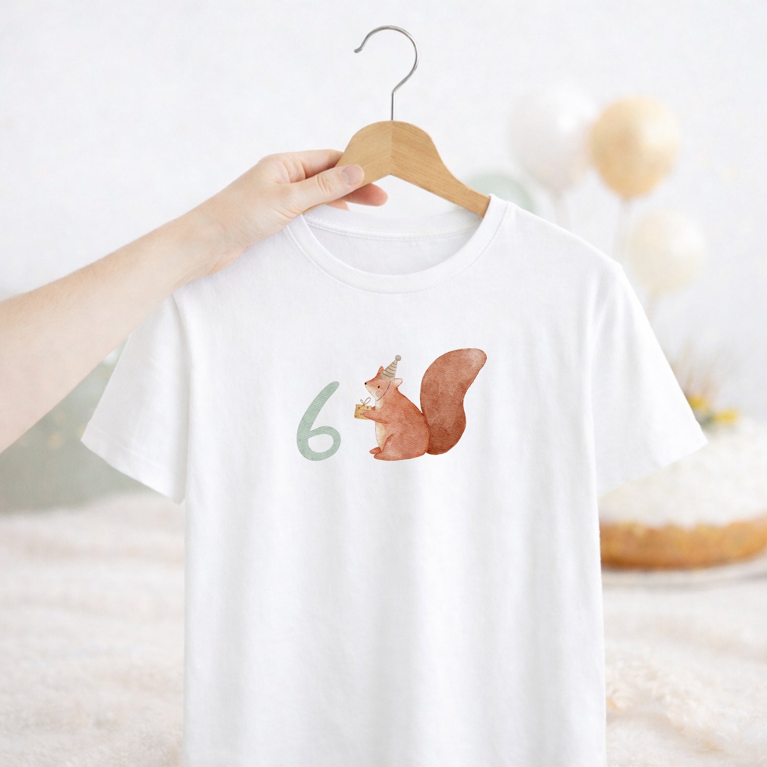 Geburtstags-Bügelbild Eichhörnchen - Zahl 1–6 Mint