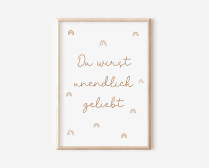 Poster Set Bär &amp; &quot;Du wirst unendlich geliebt&quot; / A4 &amp; A3