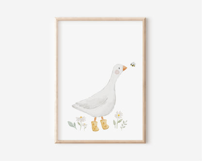 Poster Gans mit Schuhen / A4, A3 &amp; A2