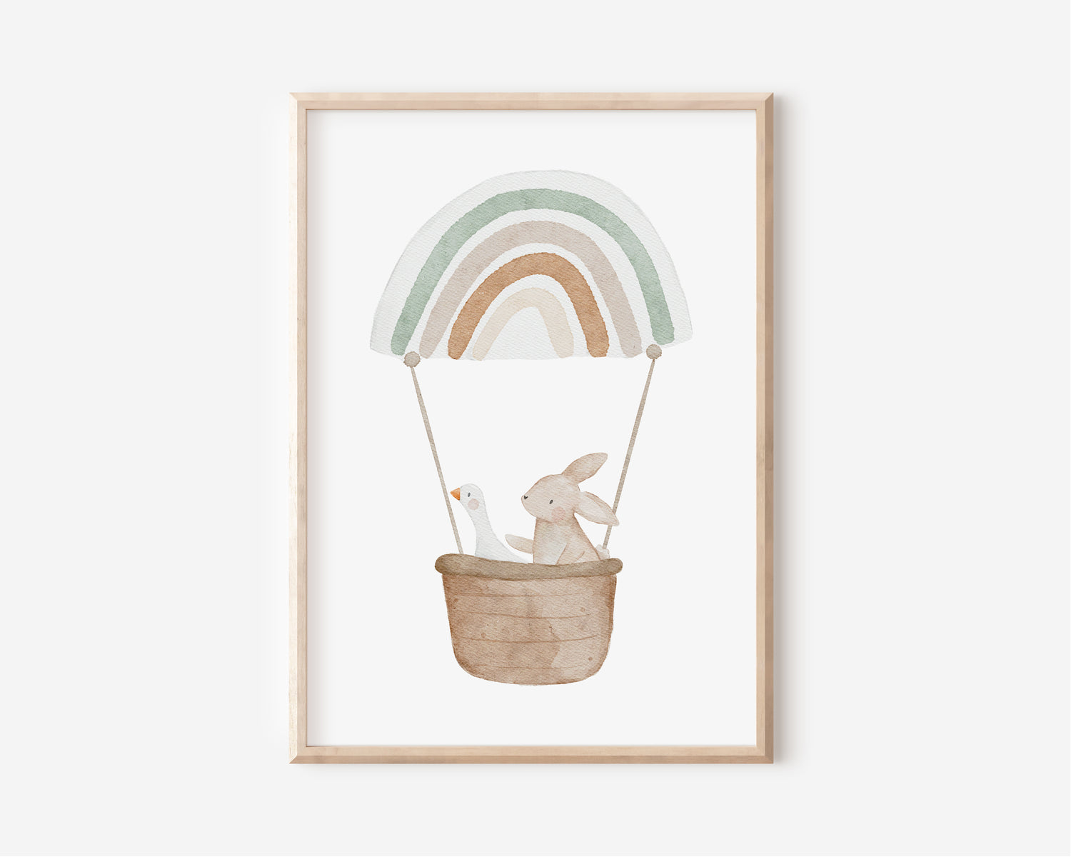 Poster Set Tiere im Heißluftballon Mint / A5, A4, A3, A2
