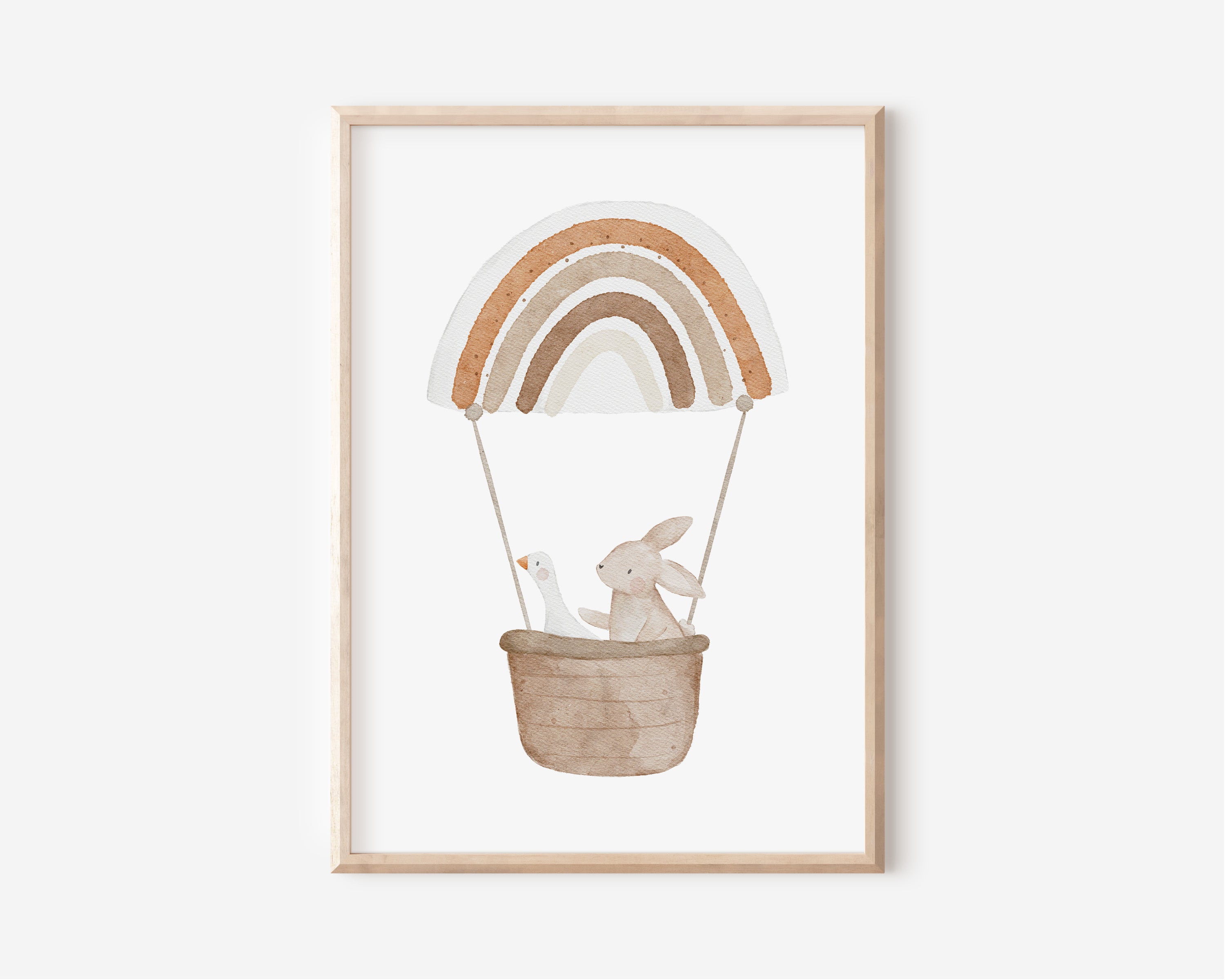Poster Set Tiere im Heißluftballon / A4, A3, A2
