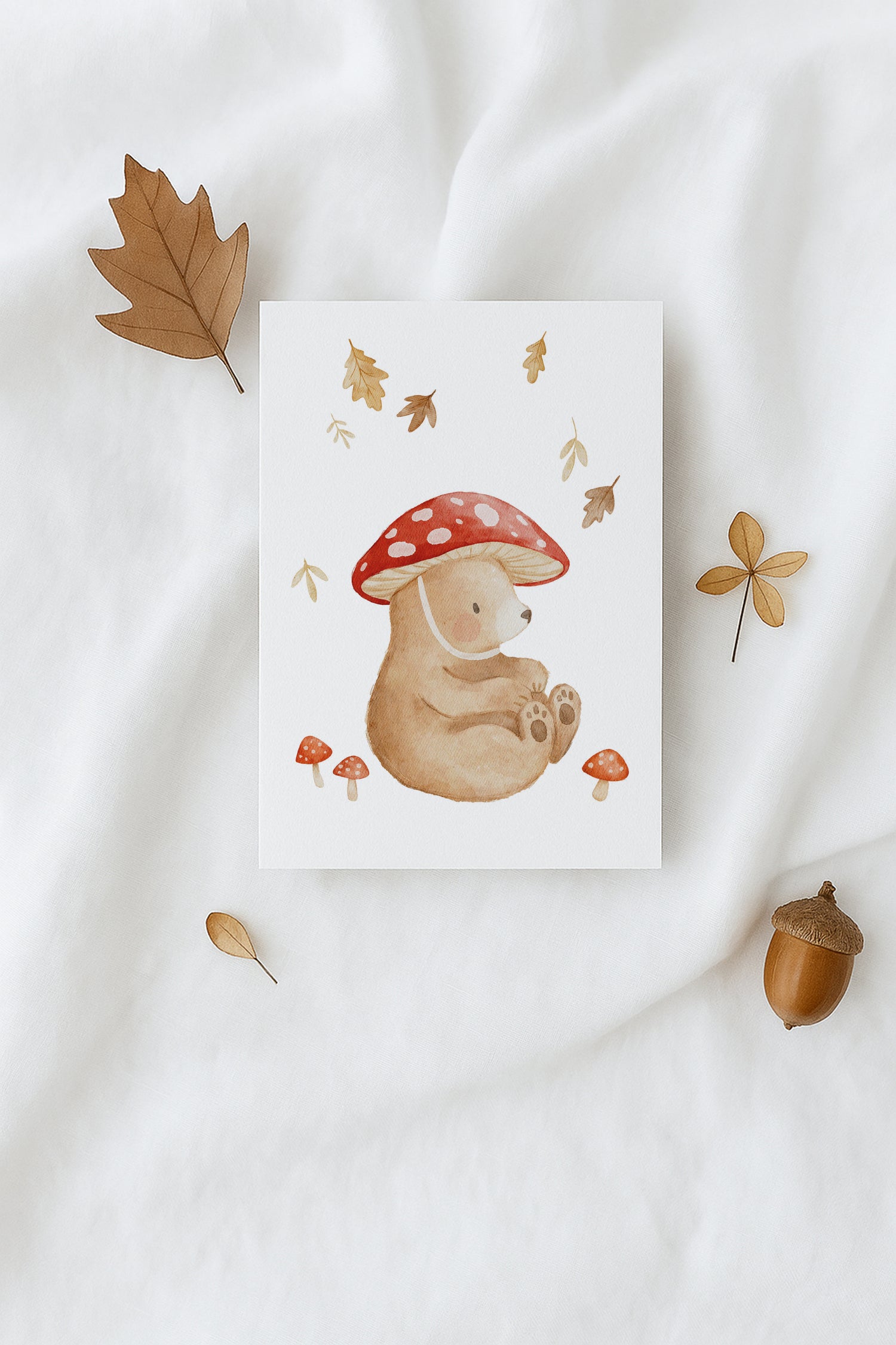 Karte Herbstbär mit Pilzhut