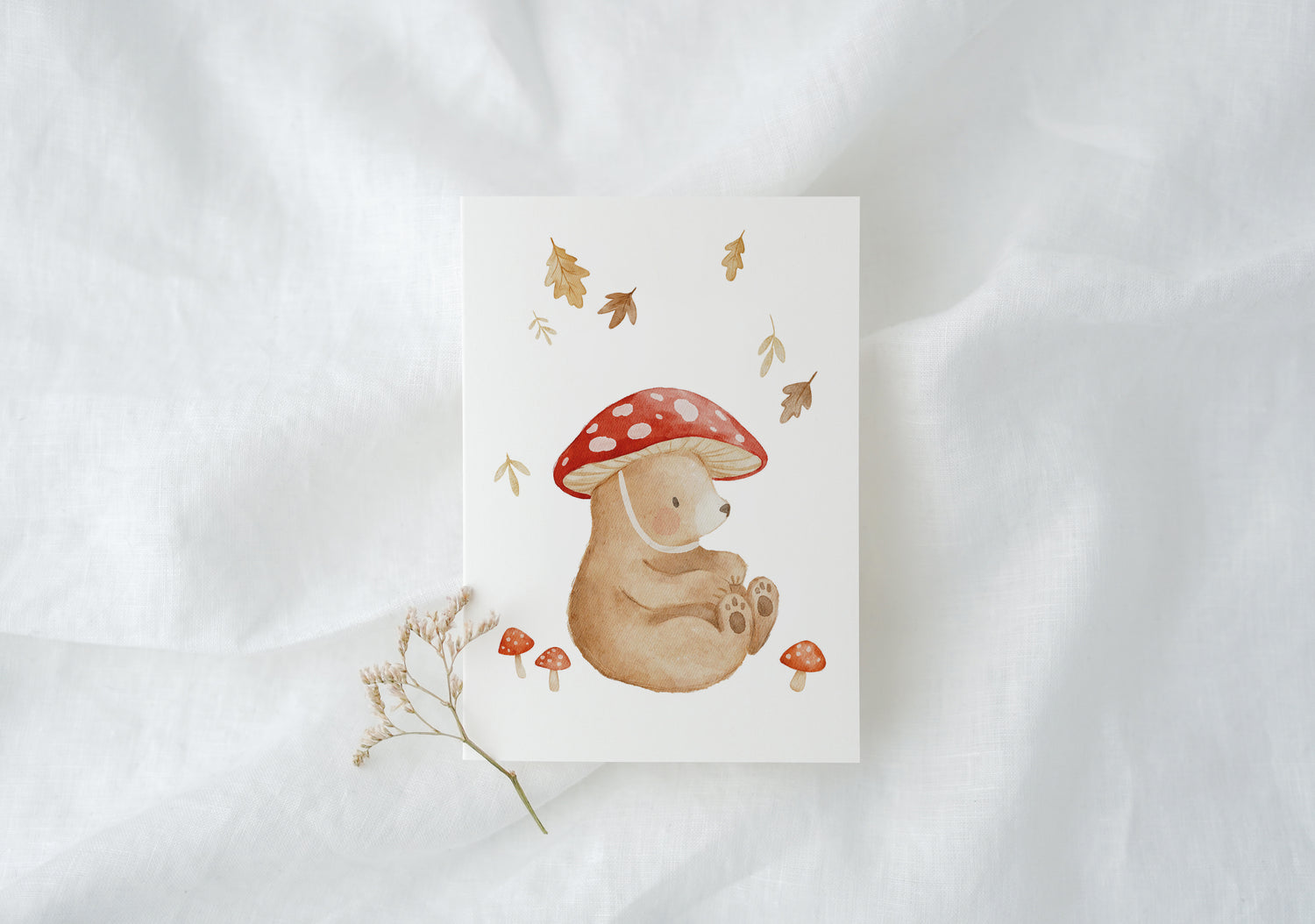 Karte Herbstbär mit Pilzhut