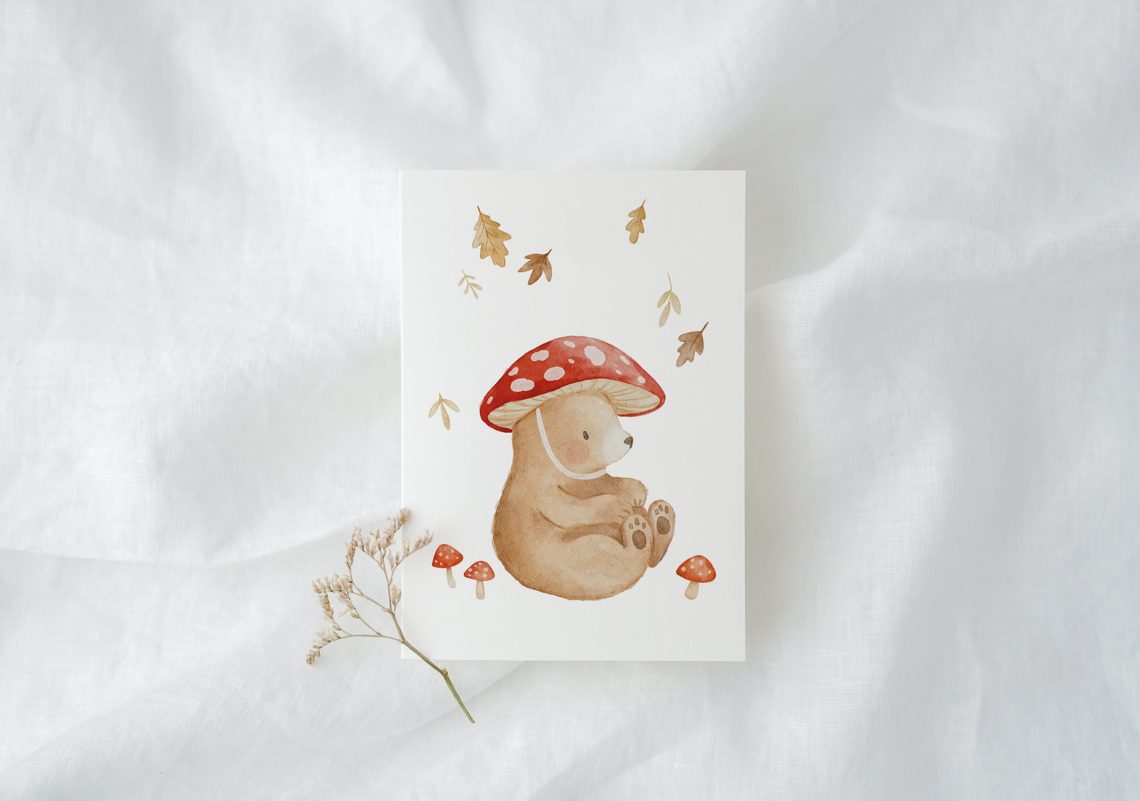 Karte Herbstbär mit Pilzhut