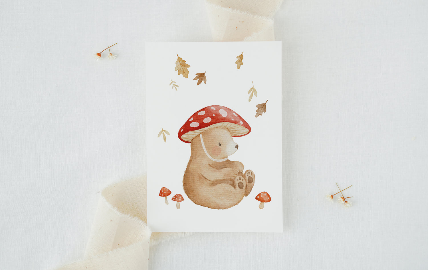 Karte Herbstbär mit Pilzhut