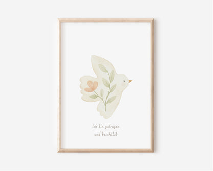 Poster Vogel „Ich bin getragen und beschützt“ / A4, A3