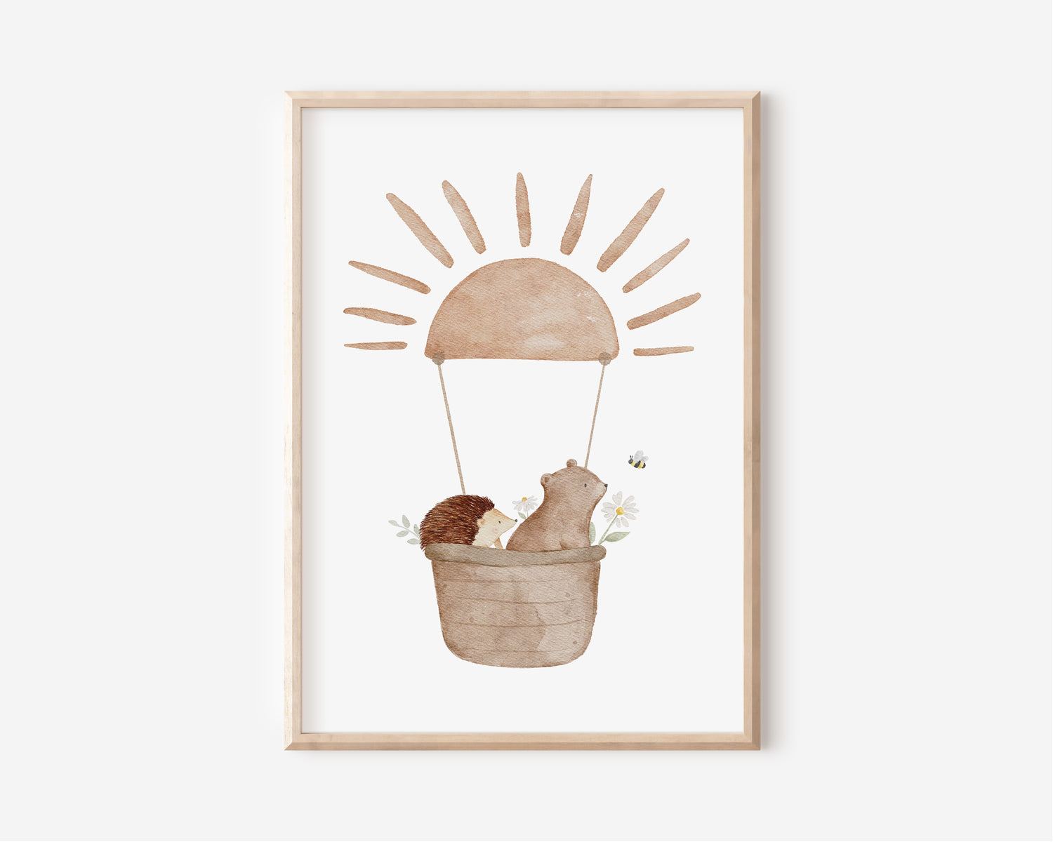 Poster Set Bär im Heißluftballon &amp; Affirmationen / A5, A4, A3, A2
