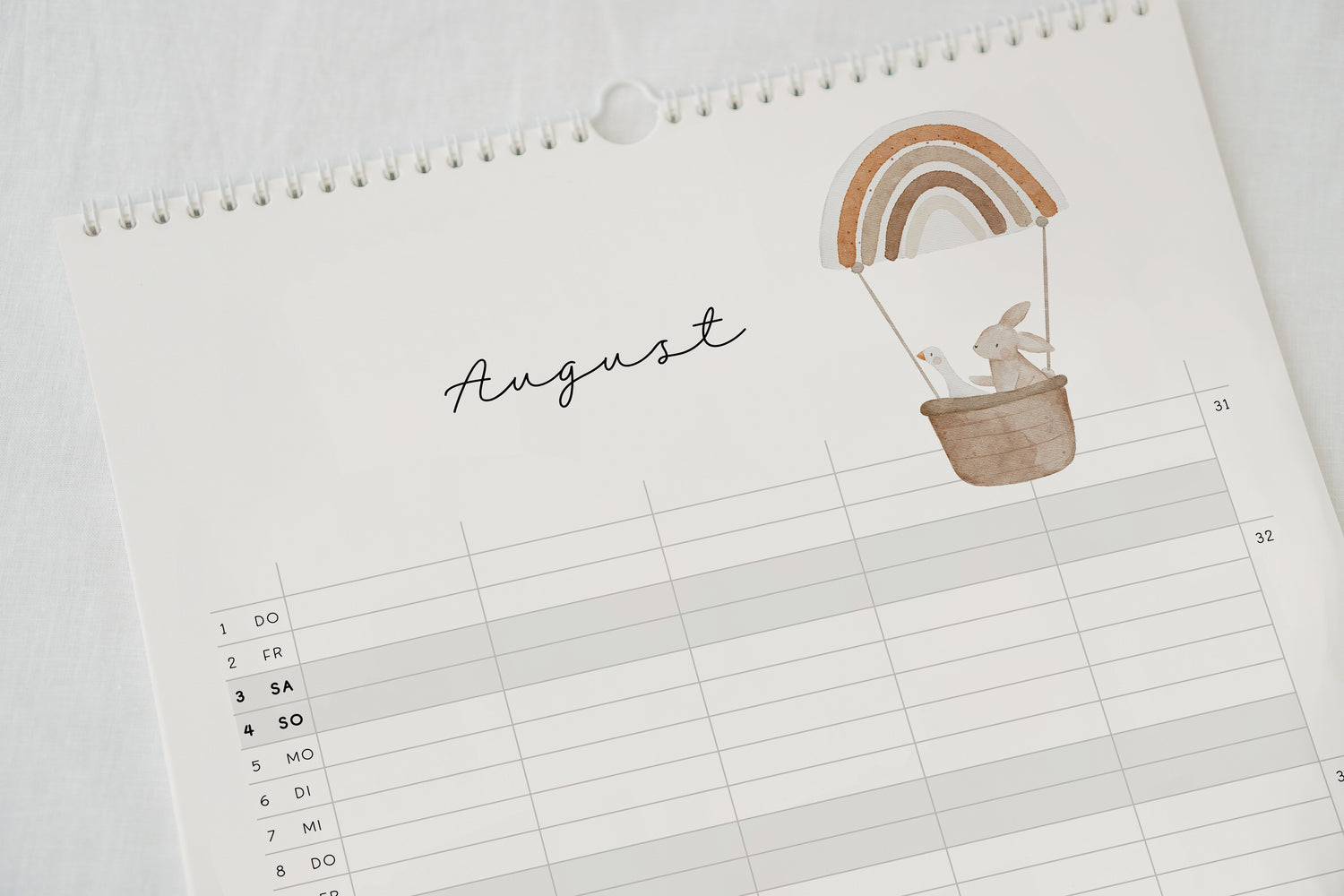 Familienkalender 2024 &quot;Waldtiere Boho&quot; / DIN A3