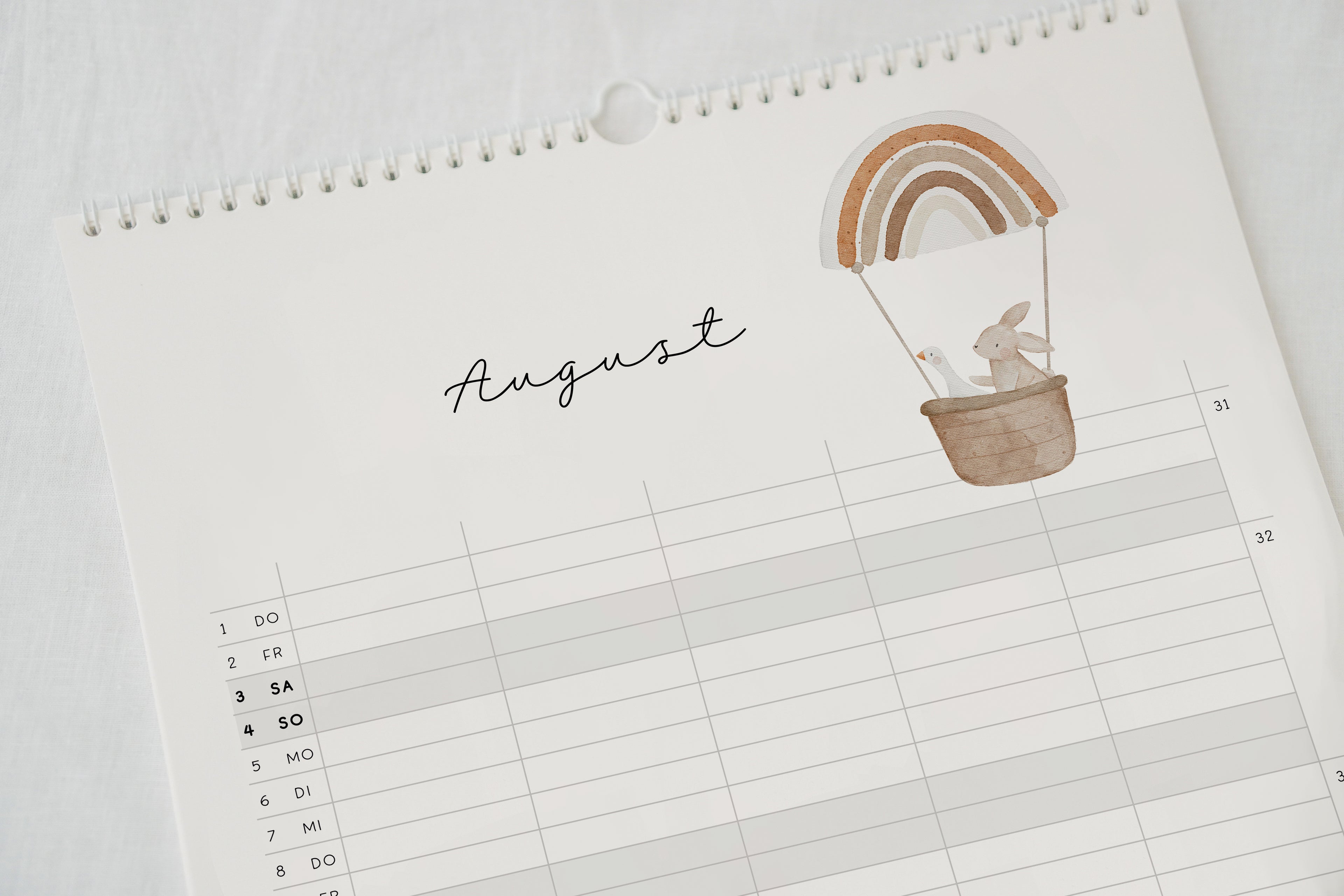 Familienkalender 2024 &quot;Waldtiere Boho&quot; / DIN A3