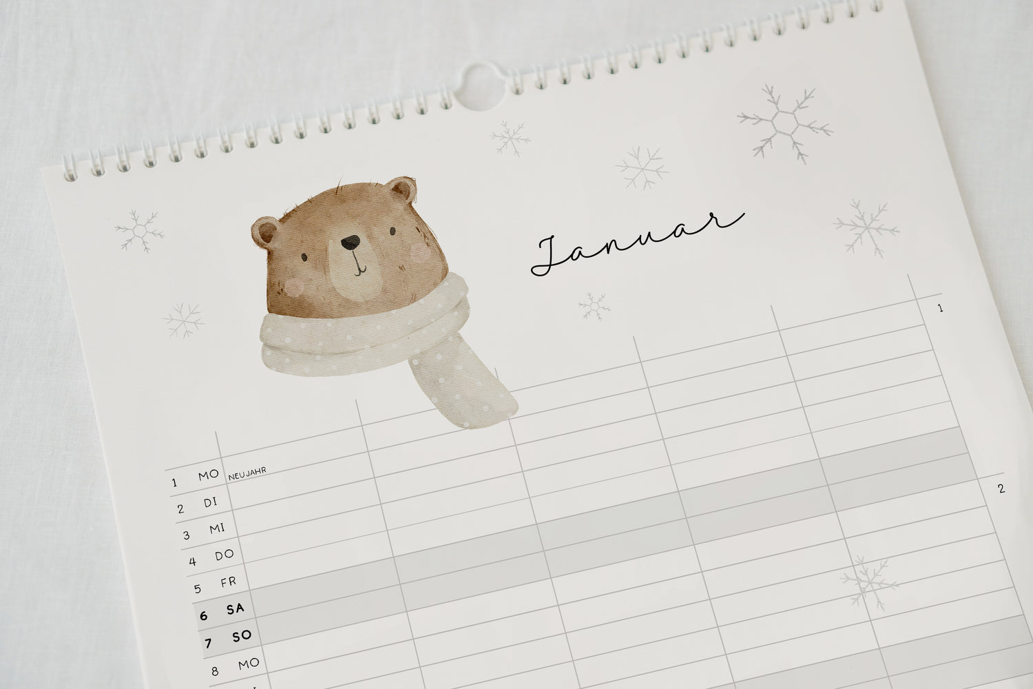 Familienkalender 2024 &quot;Waldtiere Boho&quot; / DIN A3