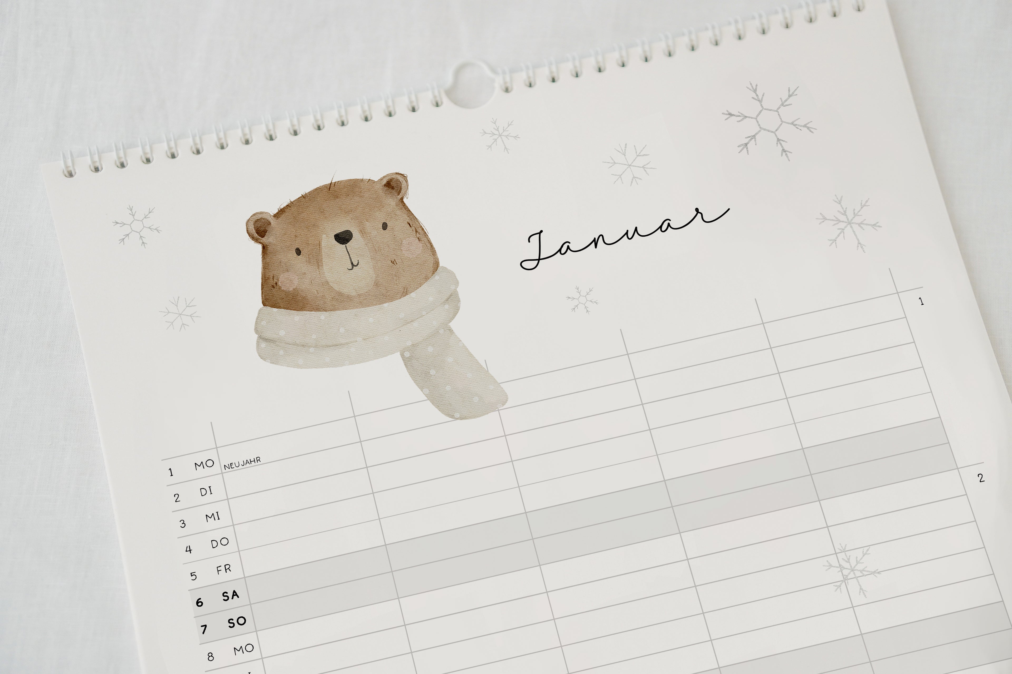 Familienkalender 2024 &quot;Waldtiere Boho&quot; / DIN A3