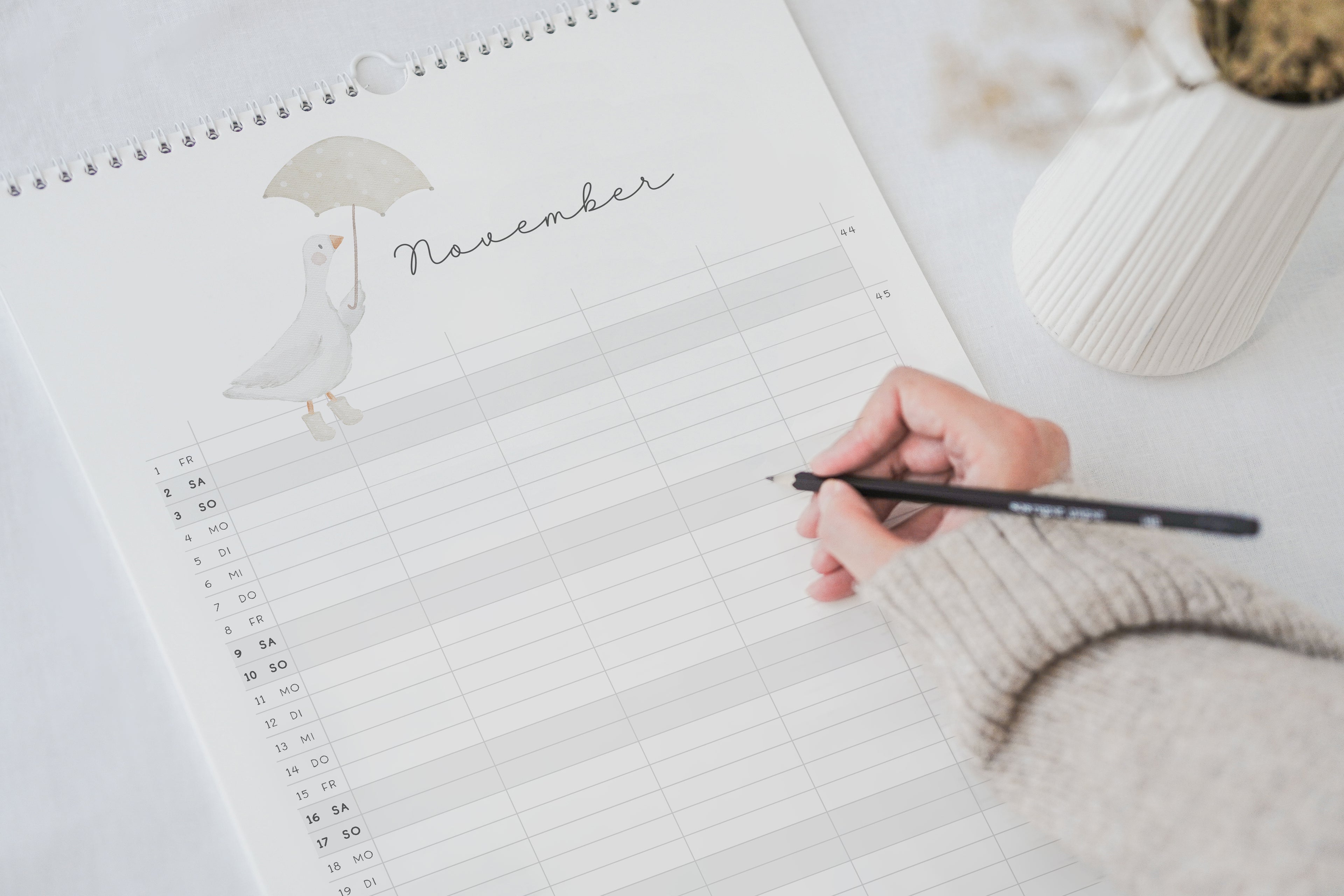 Familienkalender 2024 &quot;Waldtiere Boho&quot; / DIN A3
