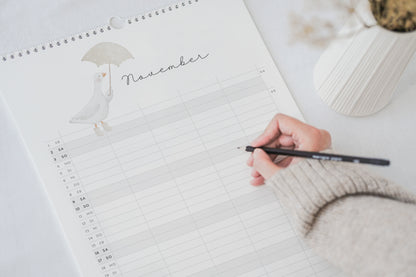Familienkalender 2024 &quot;Waldtiere Boho&quot; / DIN A3