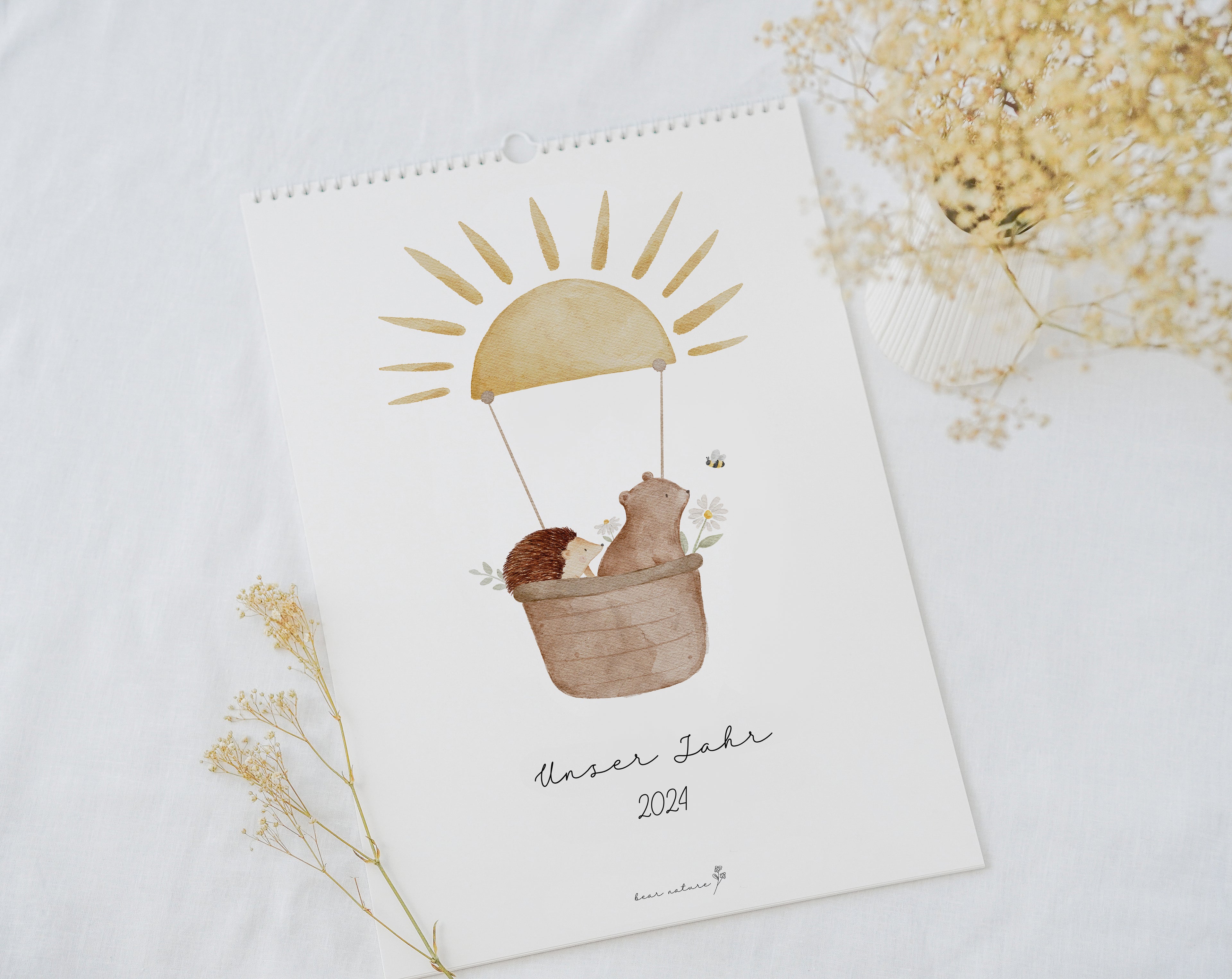 Familienkalender 2024 &quot;Waldtiere Boho&quot; / DIN A3