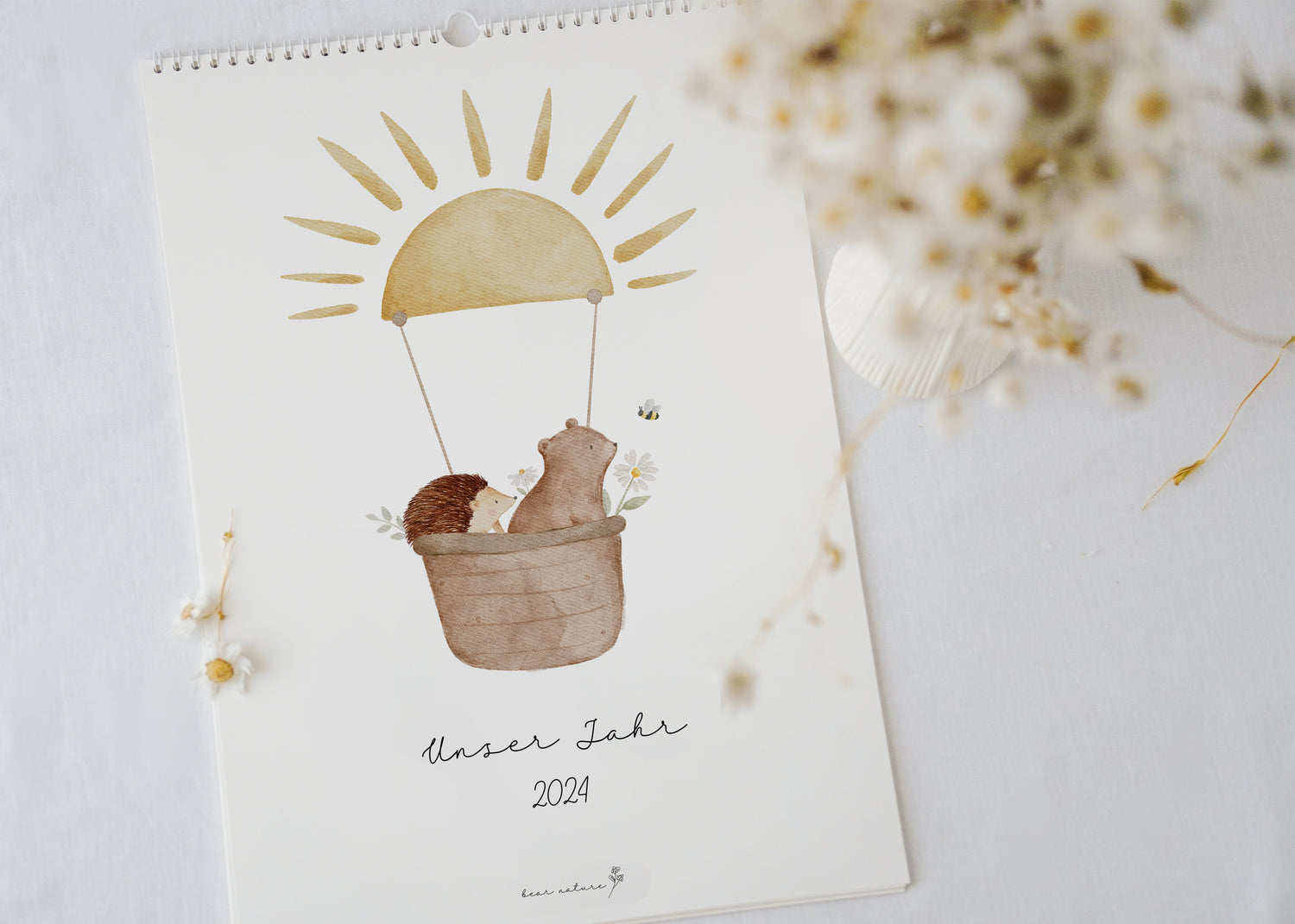 Familienkalender 2024 &quot;Waldtiere Boho&quot; / DIN A3