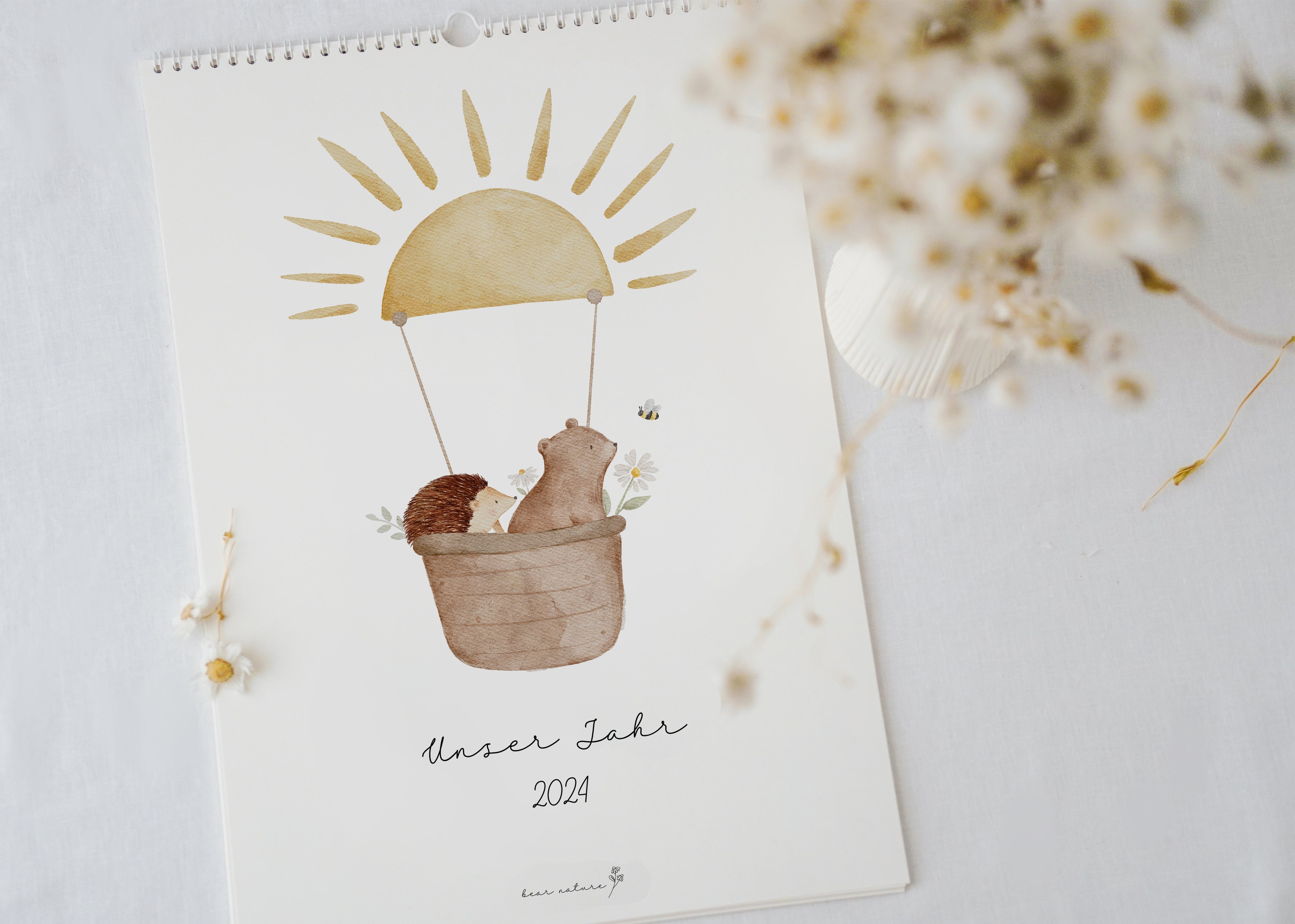 Familienkalender 2024 &quot;Waldtiere Boho&quot; / DIN A3