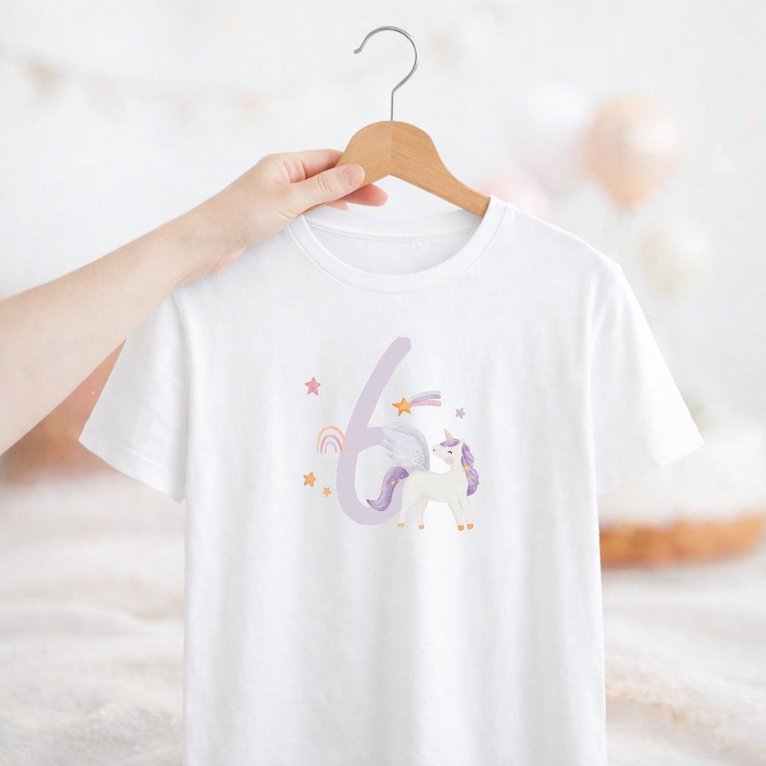 Bügelbild zum Geburtstag Zahl 1-6 | Einhorn lila