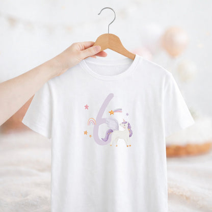 Bügelbild zum Geburtstag Zahl 1-6 | Einhorn lila