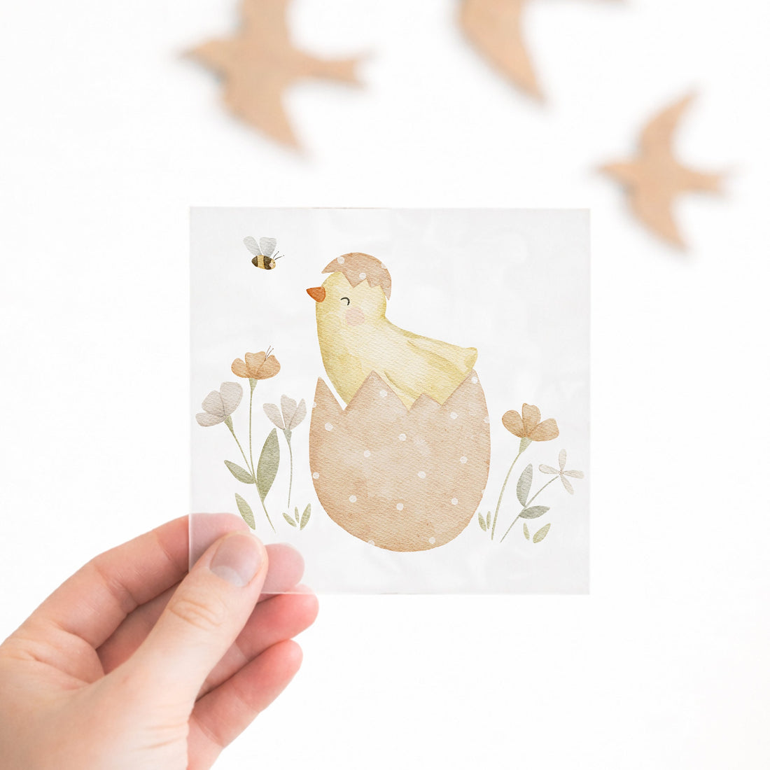 Oster-Bügelbild Küken aus Ei