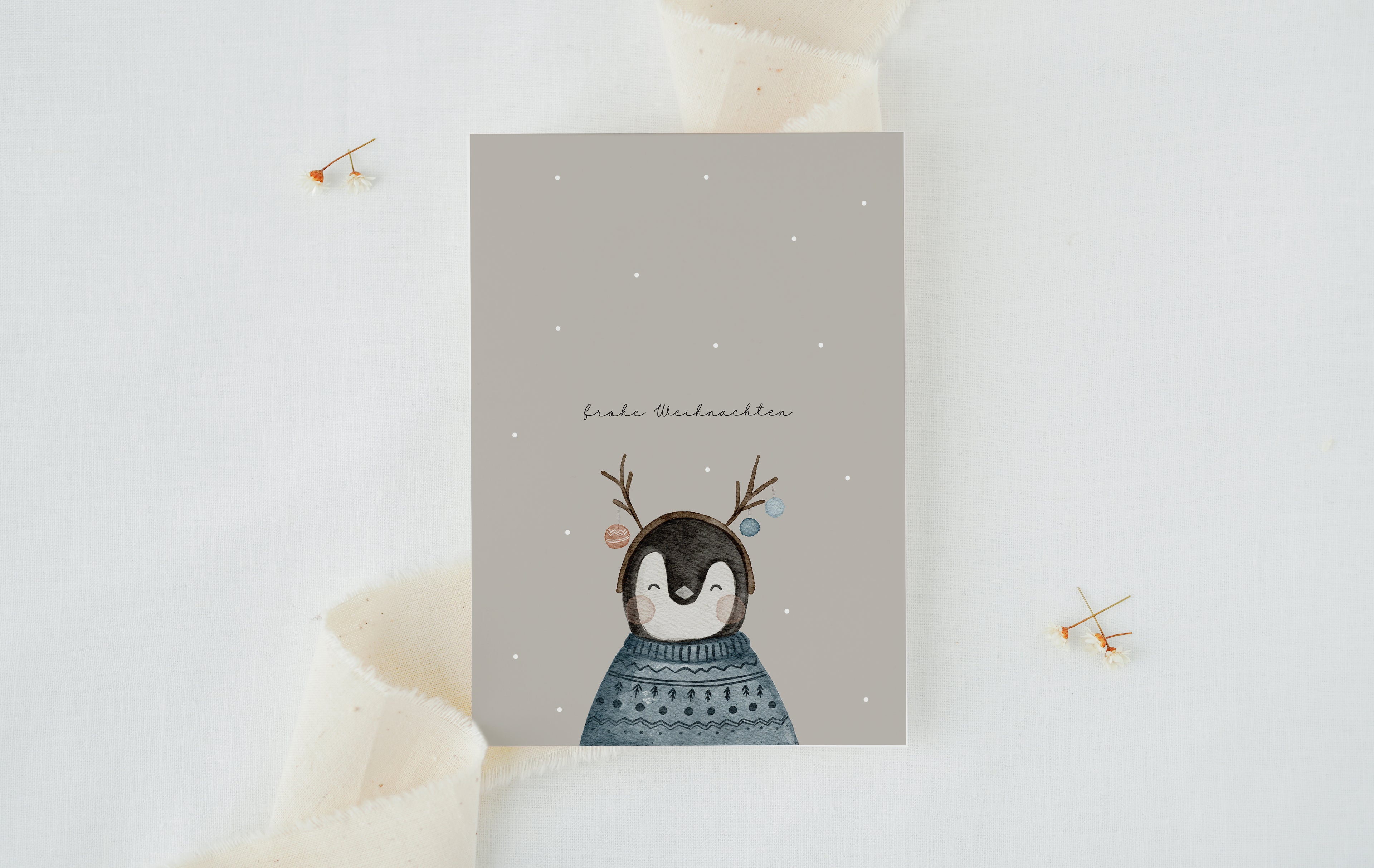 Weihnachtskarte Pinguin