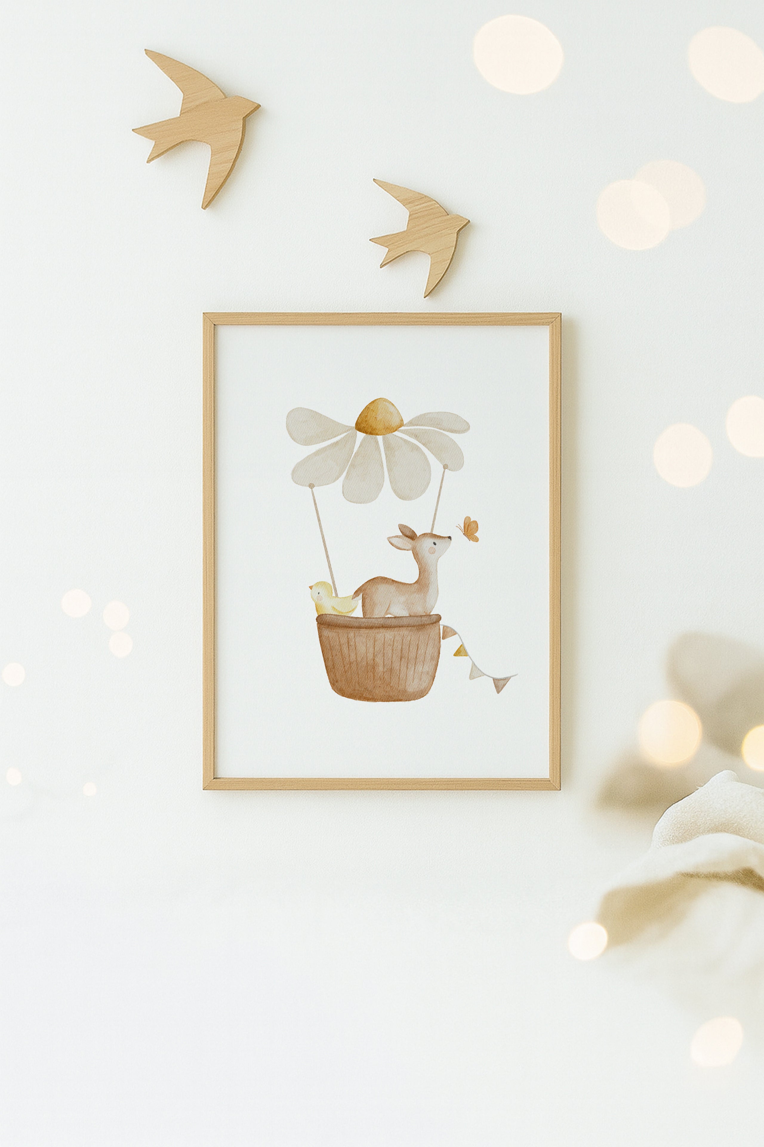 Poster Reh im Blumenheißluftballon / A4