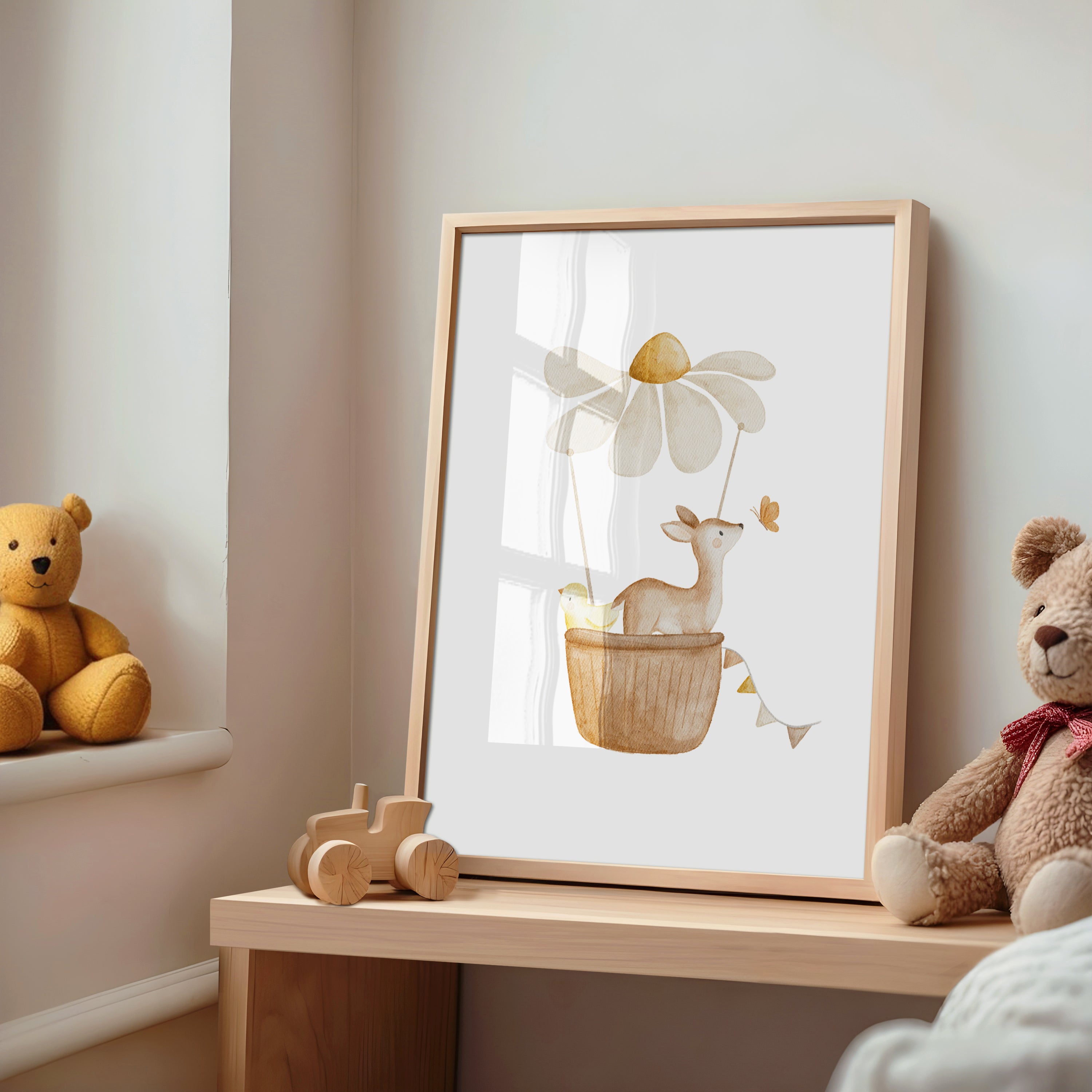 Poster Reh im Blumenheißluftballon / A4