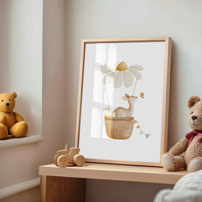 Poster Reh im Blumenheißluftballon / A4