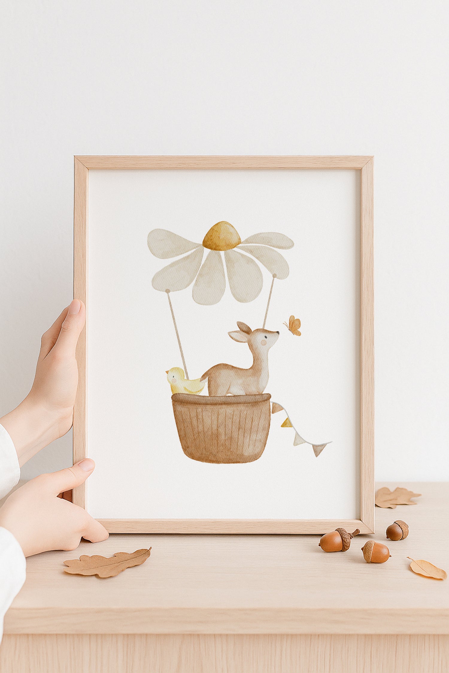 Poster Reh im Blumenheißluftballon / A4