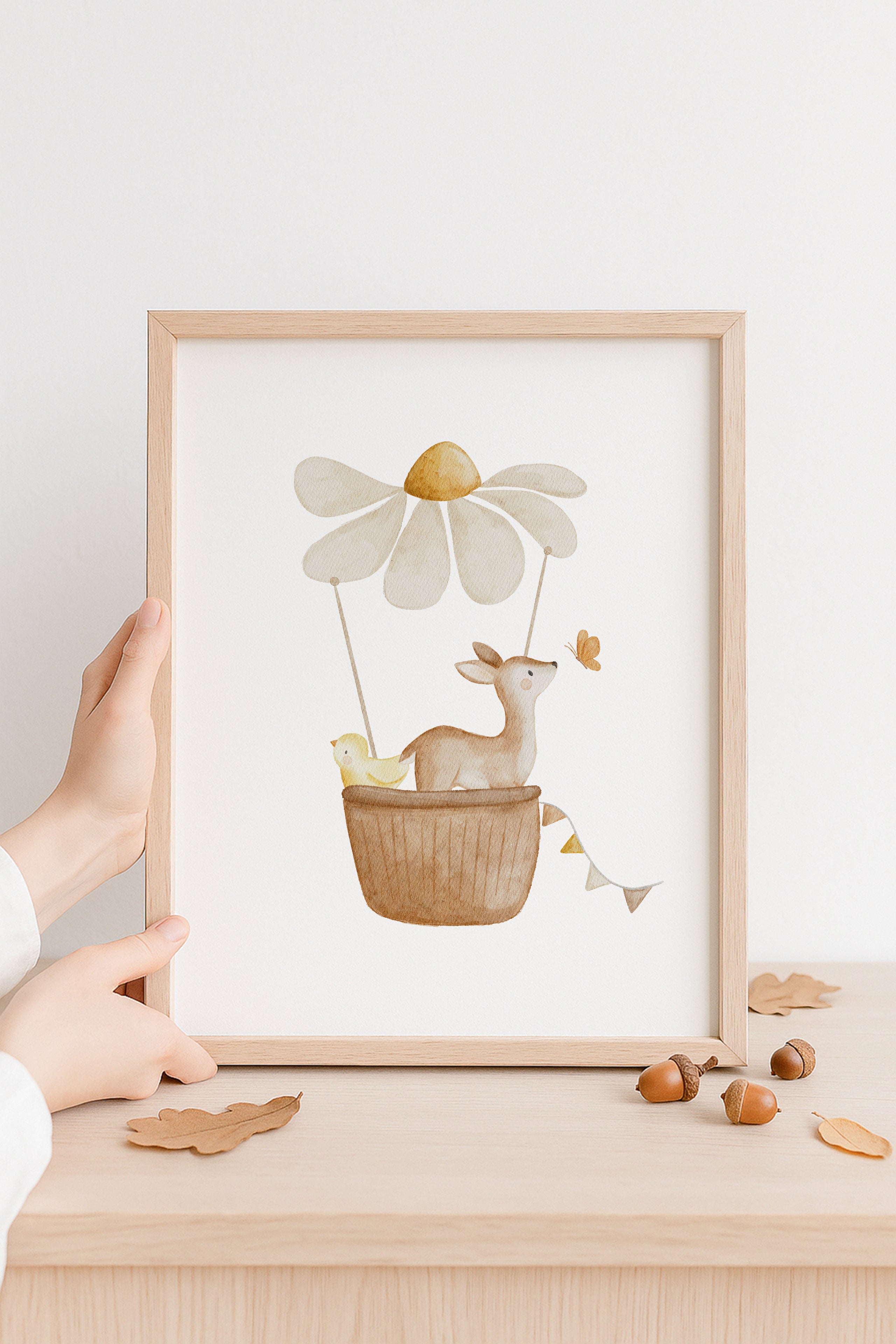 Poster Reh im Blumenheißluftballon / A4