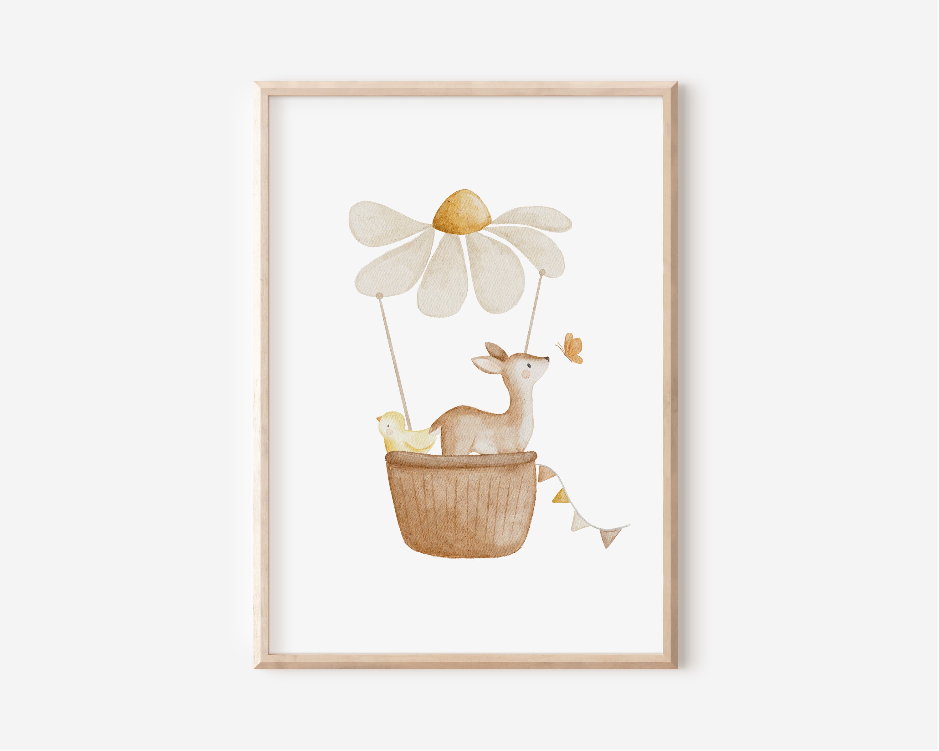 Poster Reh im Blumenheißluftballon / A4