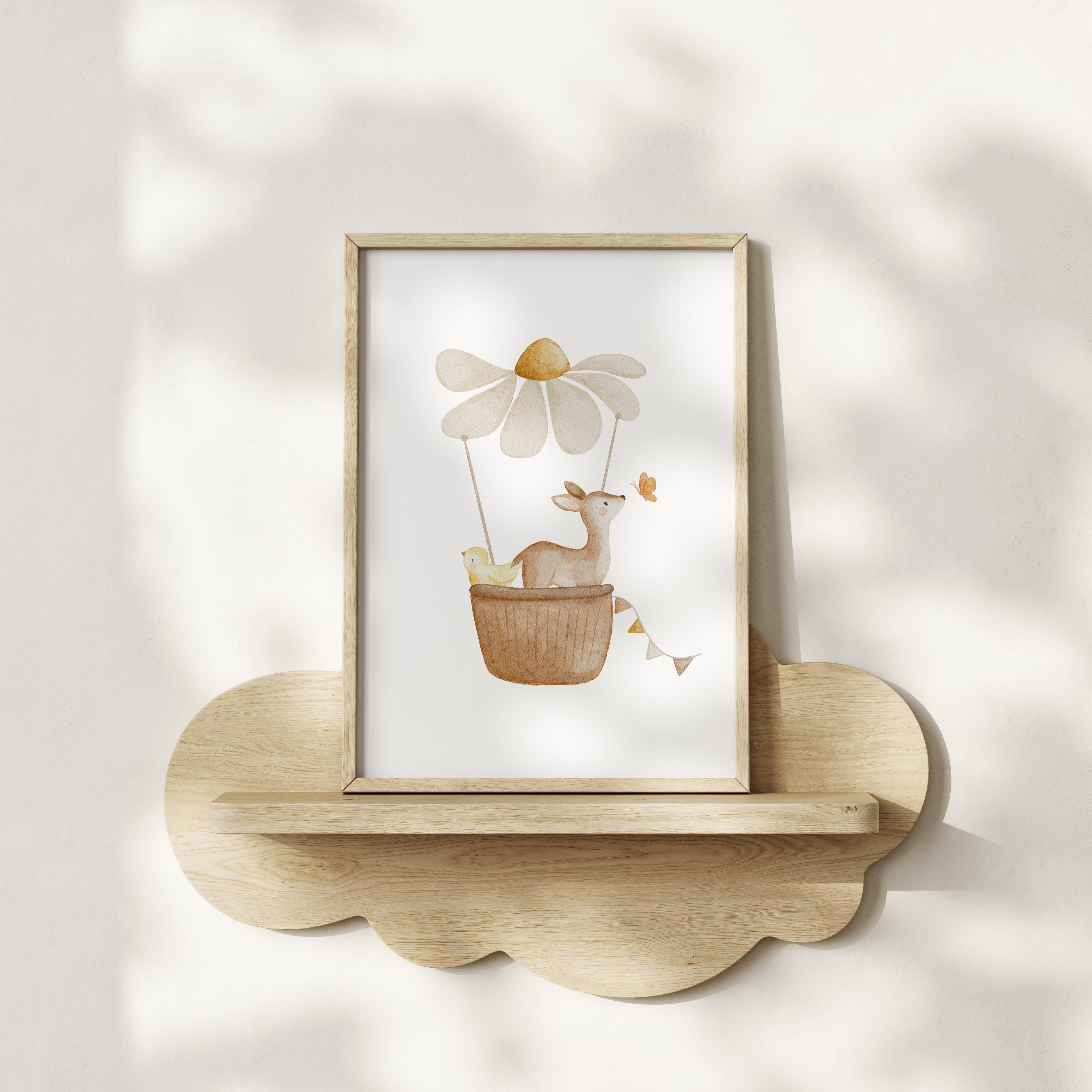 Poster Reh im Blumenheißluftballon / A4