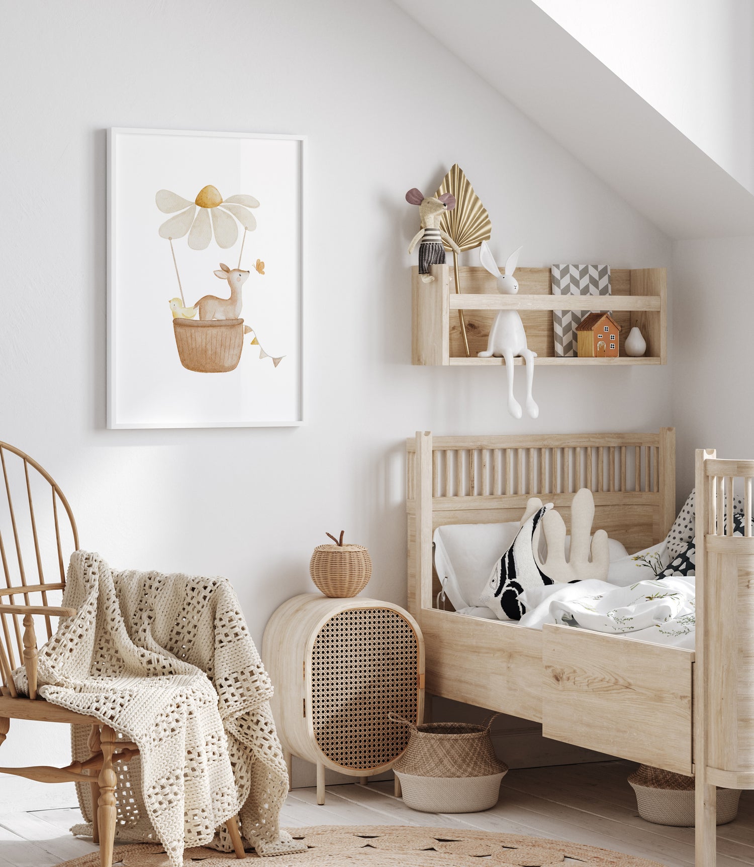 Poster Reh im Blumenheißluftballon / A4