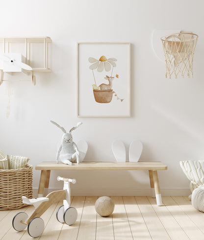 Poster Reh im Blumenheißluftballon / A4