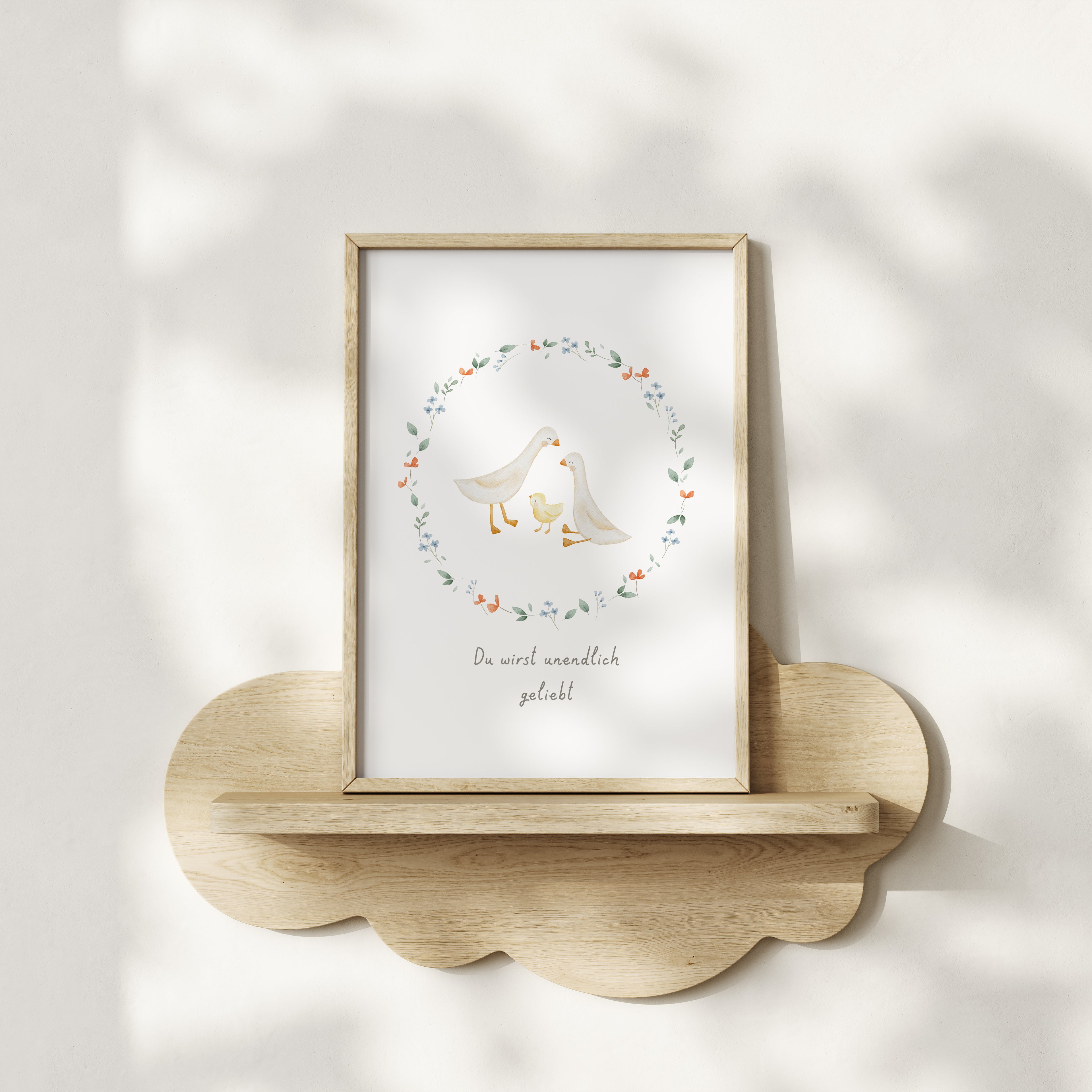 Poster mit Gänsen „Du wirst unendlich geliebt“ / A4