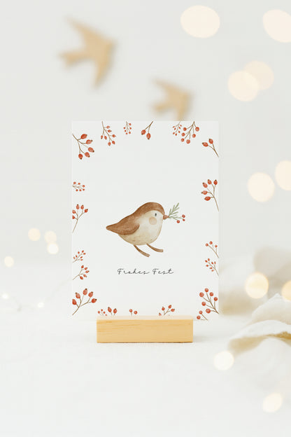 Weihnachtskarten Set Waldtiere farbiger Hintergrund / 6 Postkarten