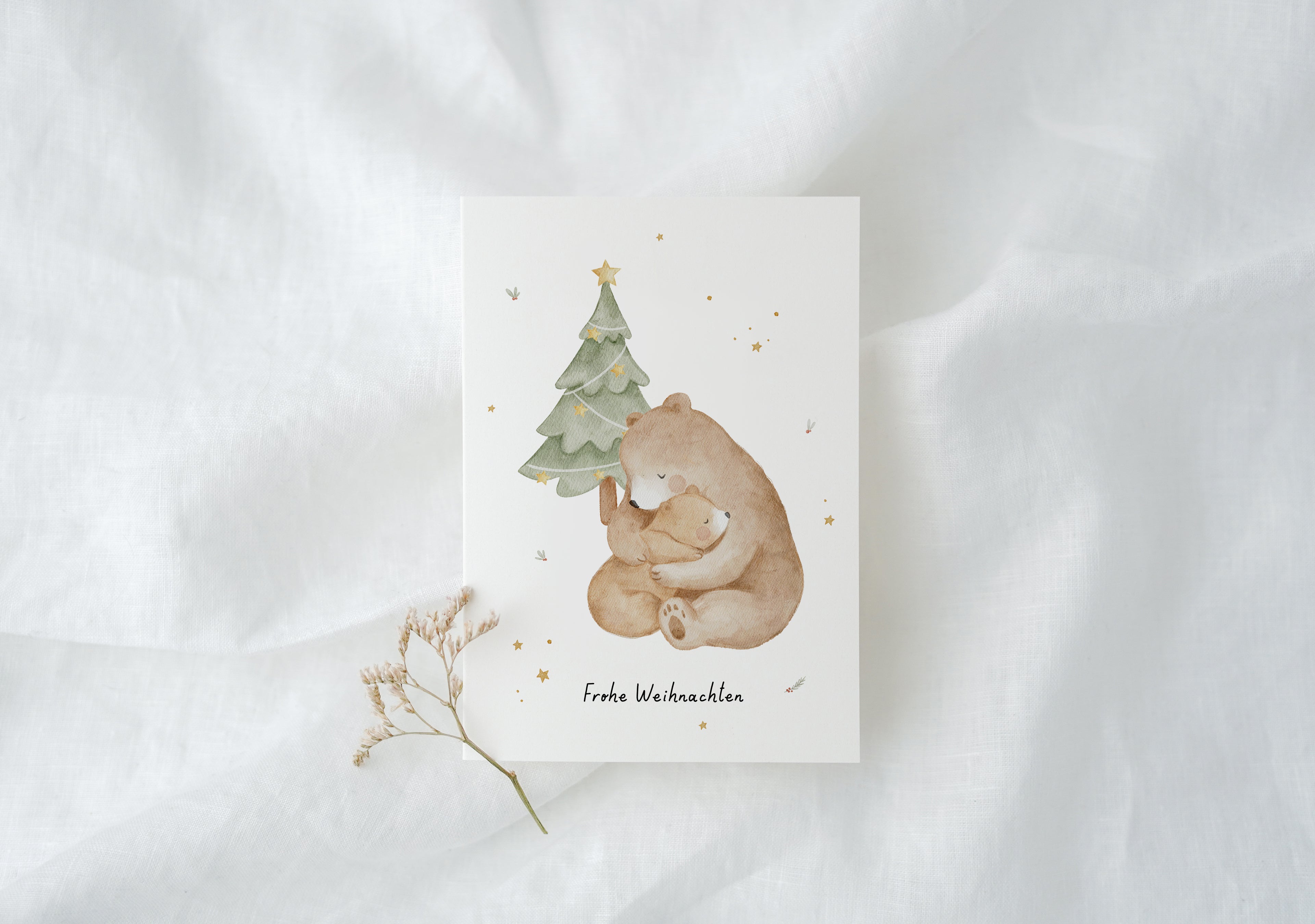 Weihnachtskarte mit Bärenumarmung