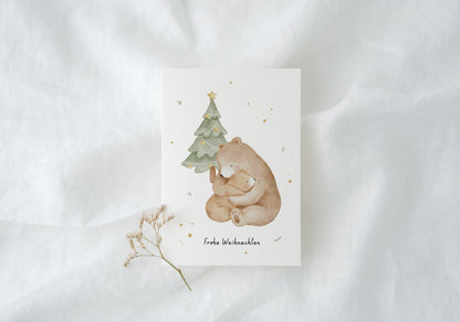 Weihnachtskarte mit Bärenumarmung