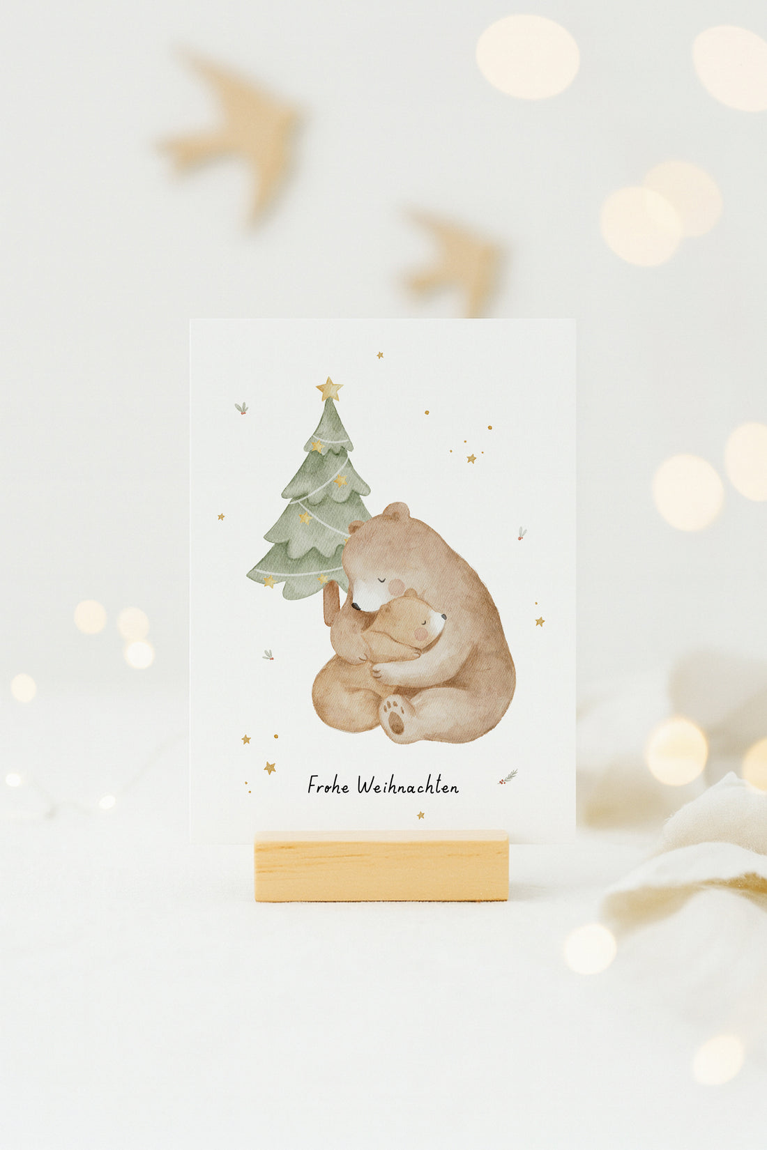 Weihnachtskarte mit Bärenumarmung