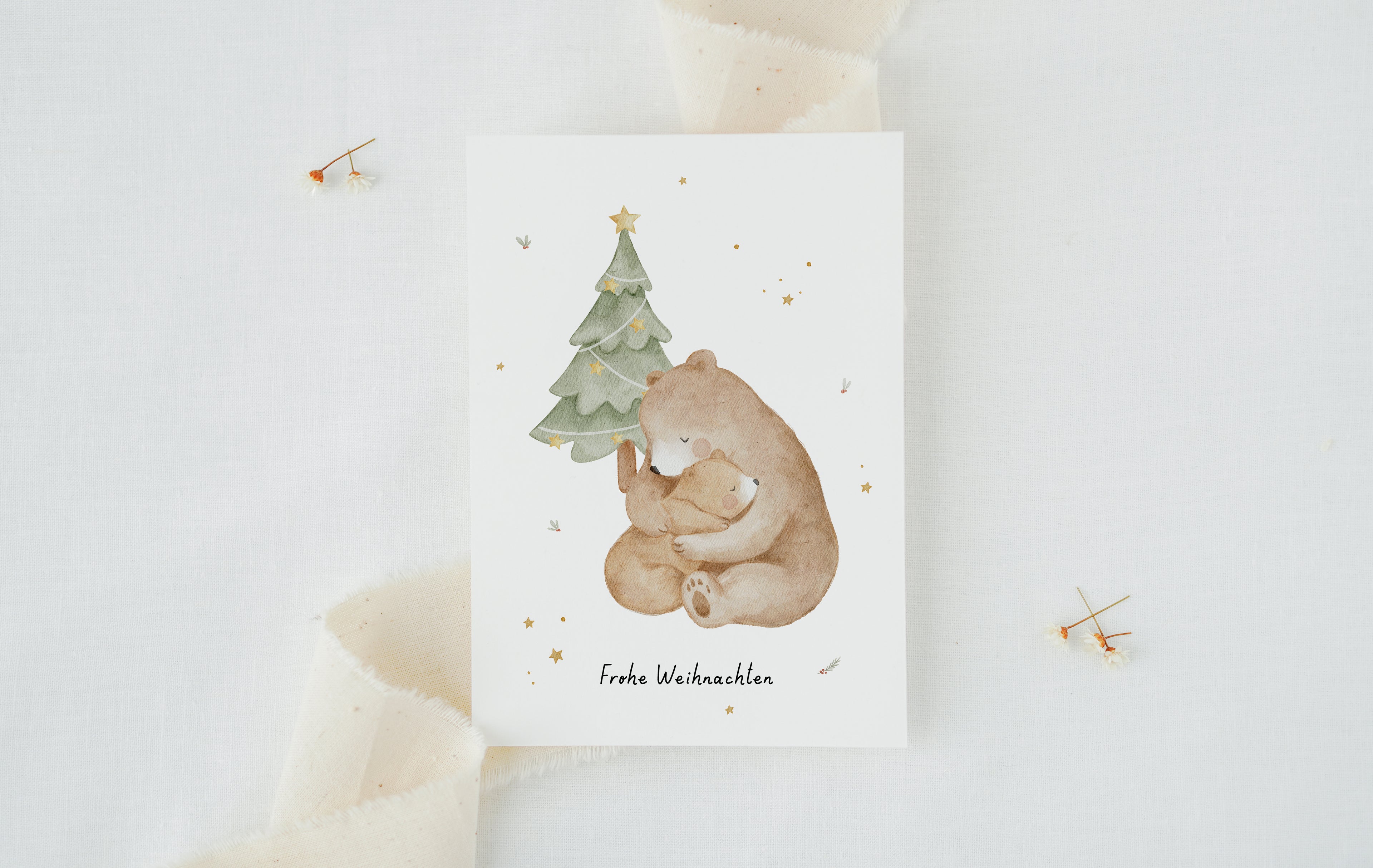 Weihnachtskarte mit Bärenumarmung