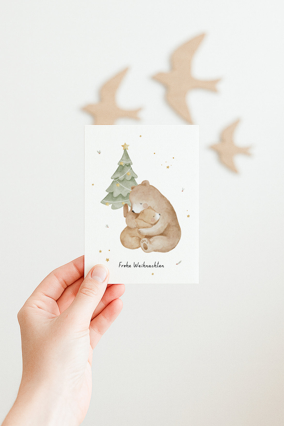 Weihnachtskarte mit Bärenumarmung