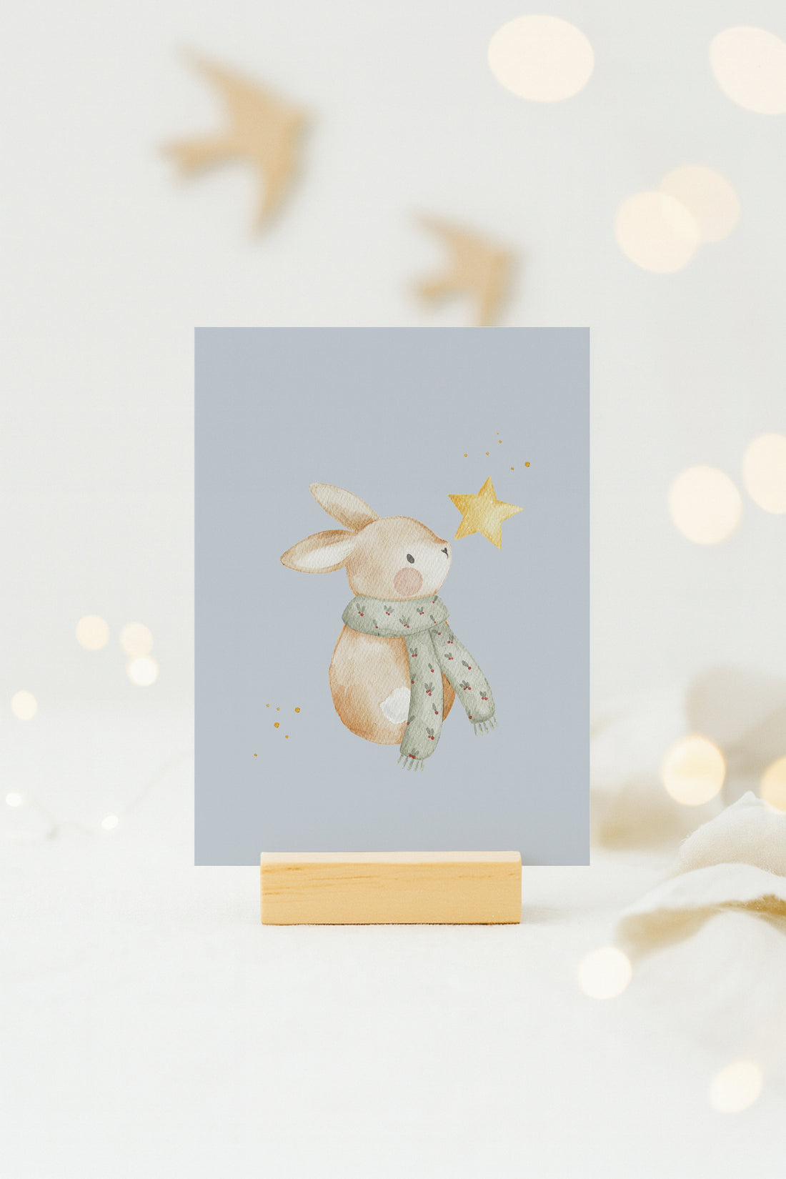Weihnachtskarten Set Waldtiere farbiger Hintergrund / 6 Postkarten