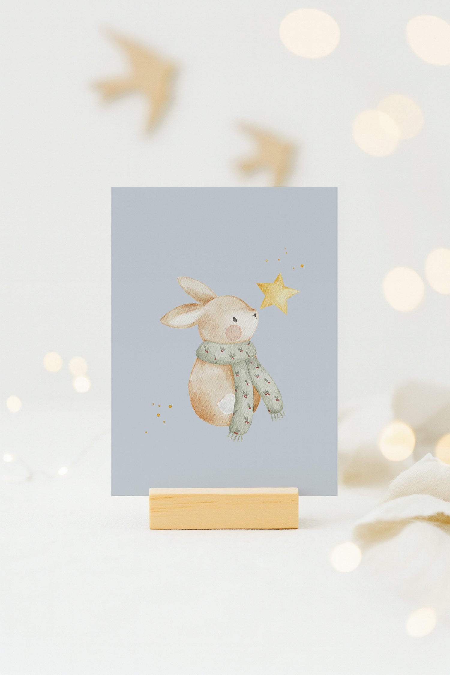 Weihnachtskarten Set Waldtiere farbiger Hintergrund / 6 Postkarten