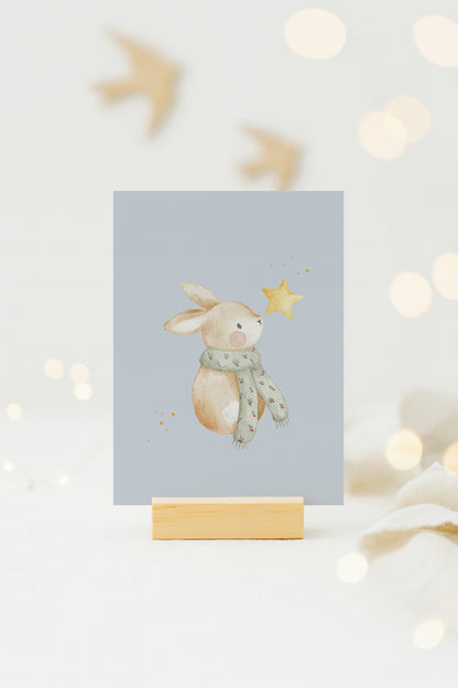 Weihnachtskarten Set Waldtiere farbiger Hintergrund / 6 Postkarten
