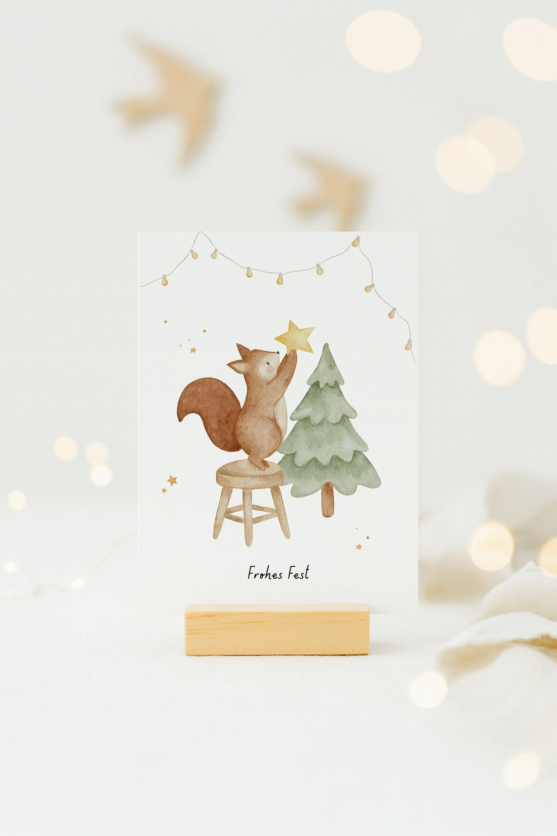Weihnachtskarte Eichhörnchen mit Tannenbaum