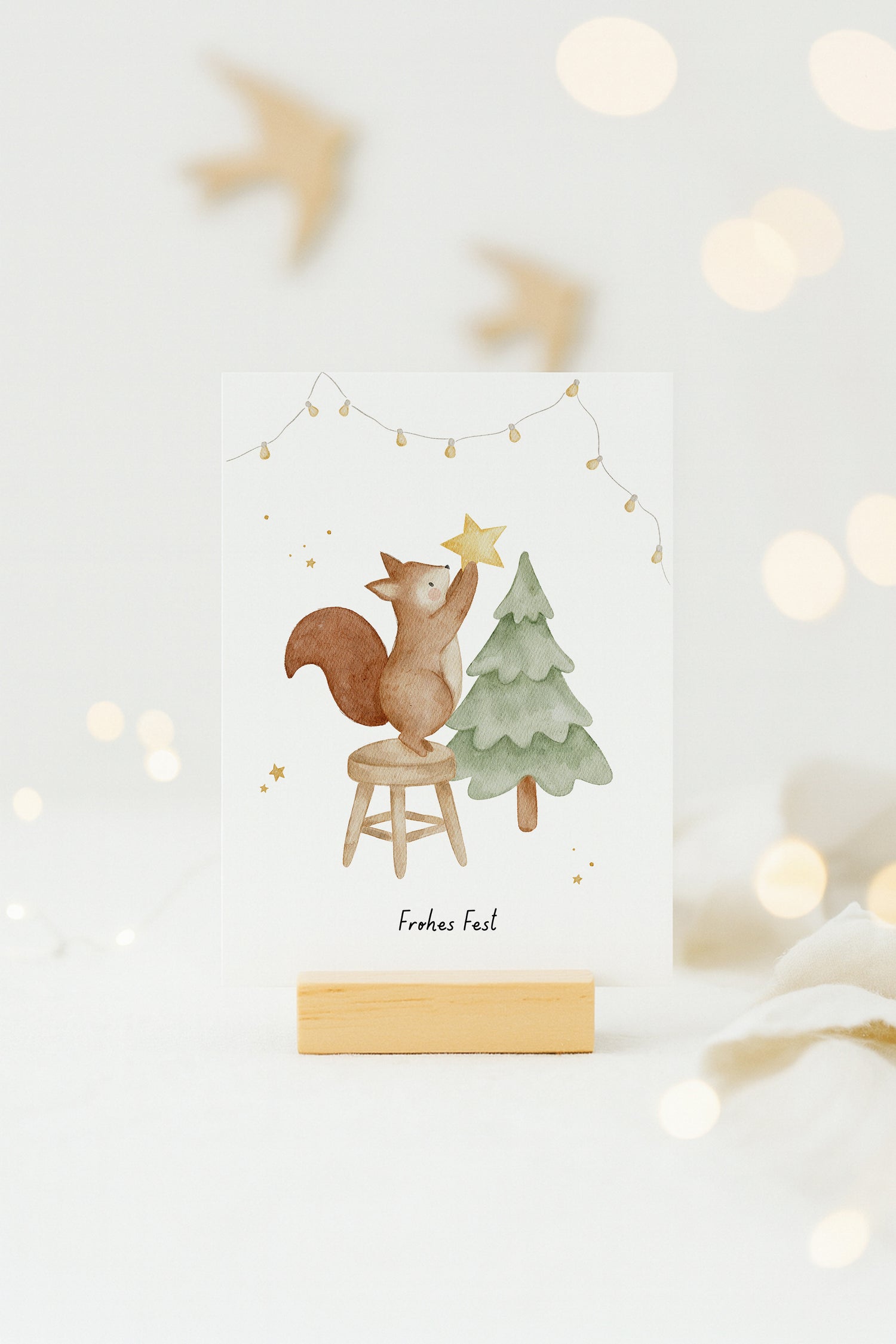 Weihnachtskarte Eichhörnchen mit Tannenbaum