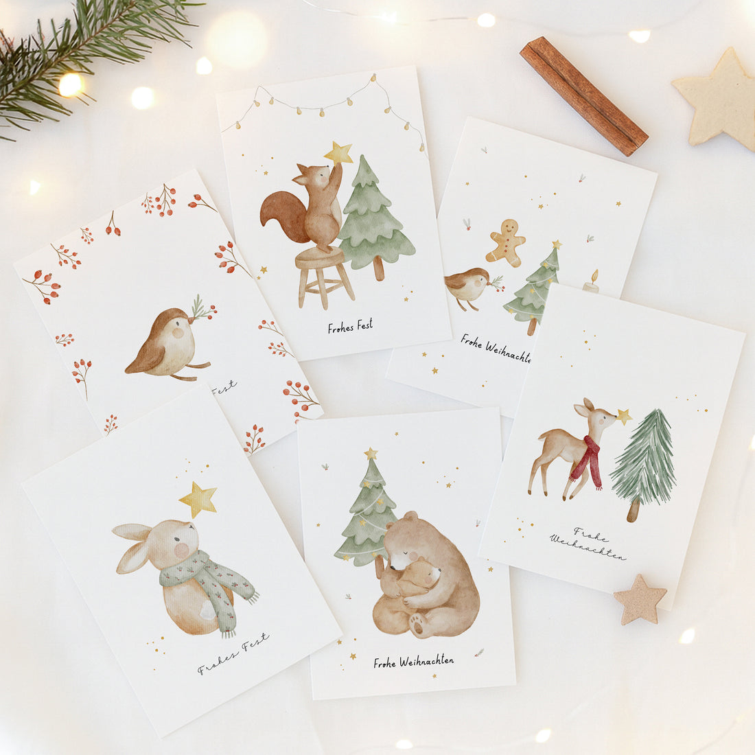 Weihnachtskarten Set Waldtiere / 6 Postkarten
