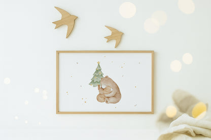 Weihnachtsposter mit Bären / A4, A3