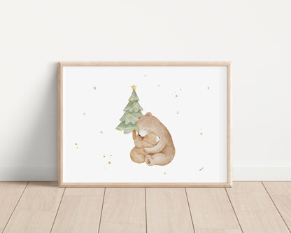 Weihnachtsposter mit Bären / A4, A3