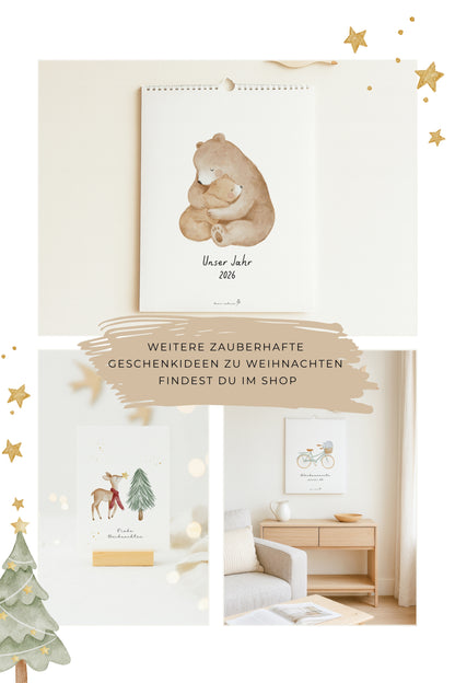 Weihnachtskarte Reh &amp; Tannenbaum