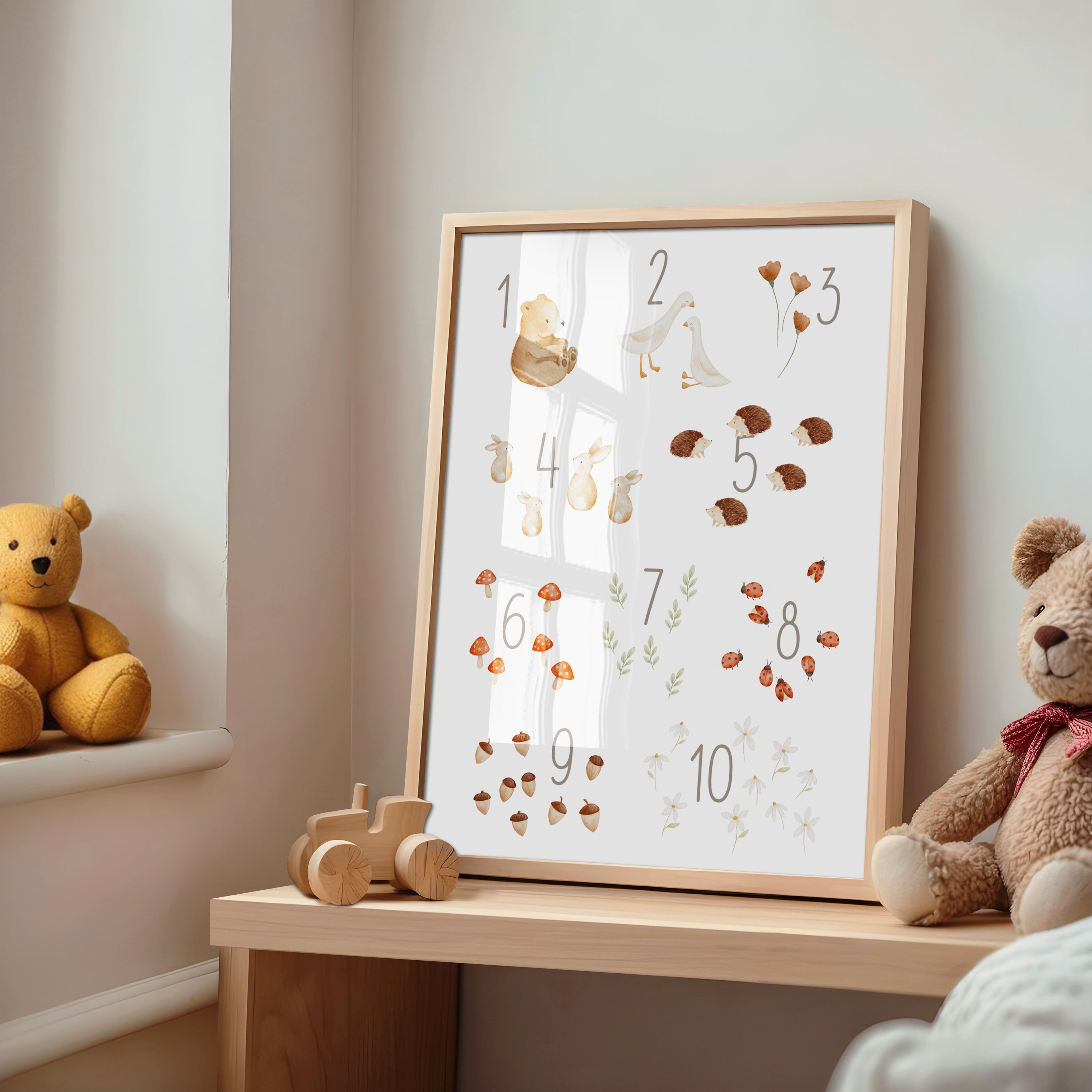 Zahlenposter 1–10 Tiere &amp; Natur / A5, A4, A3